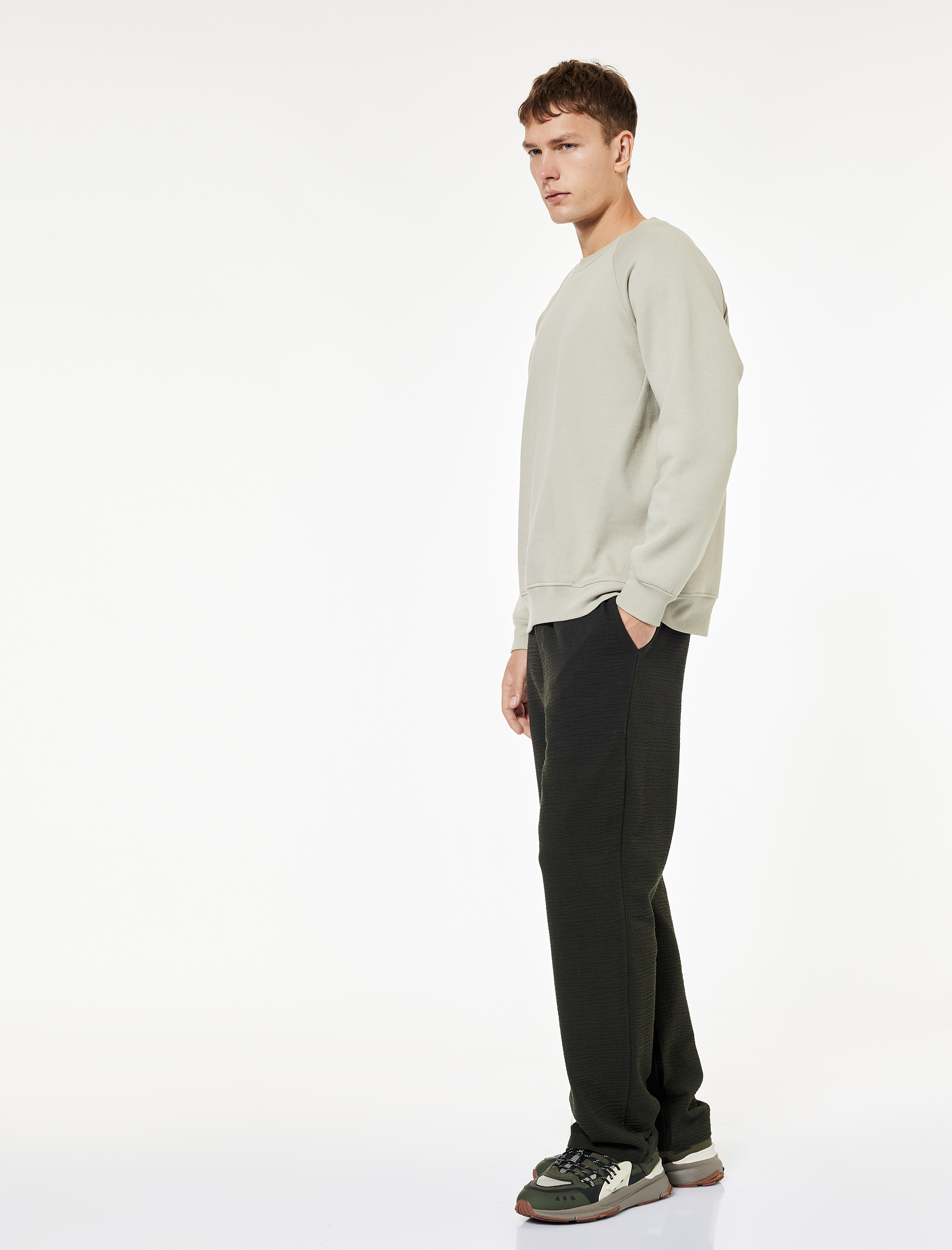   Pamuklu Dokulu Cep Detaylı Beli Bağcıklı Eşofman Altı