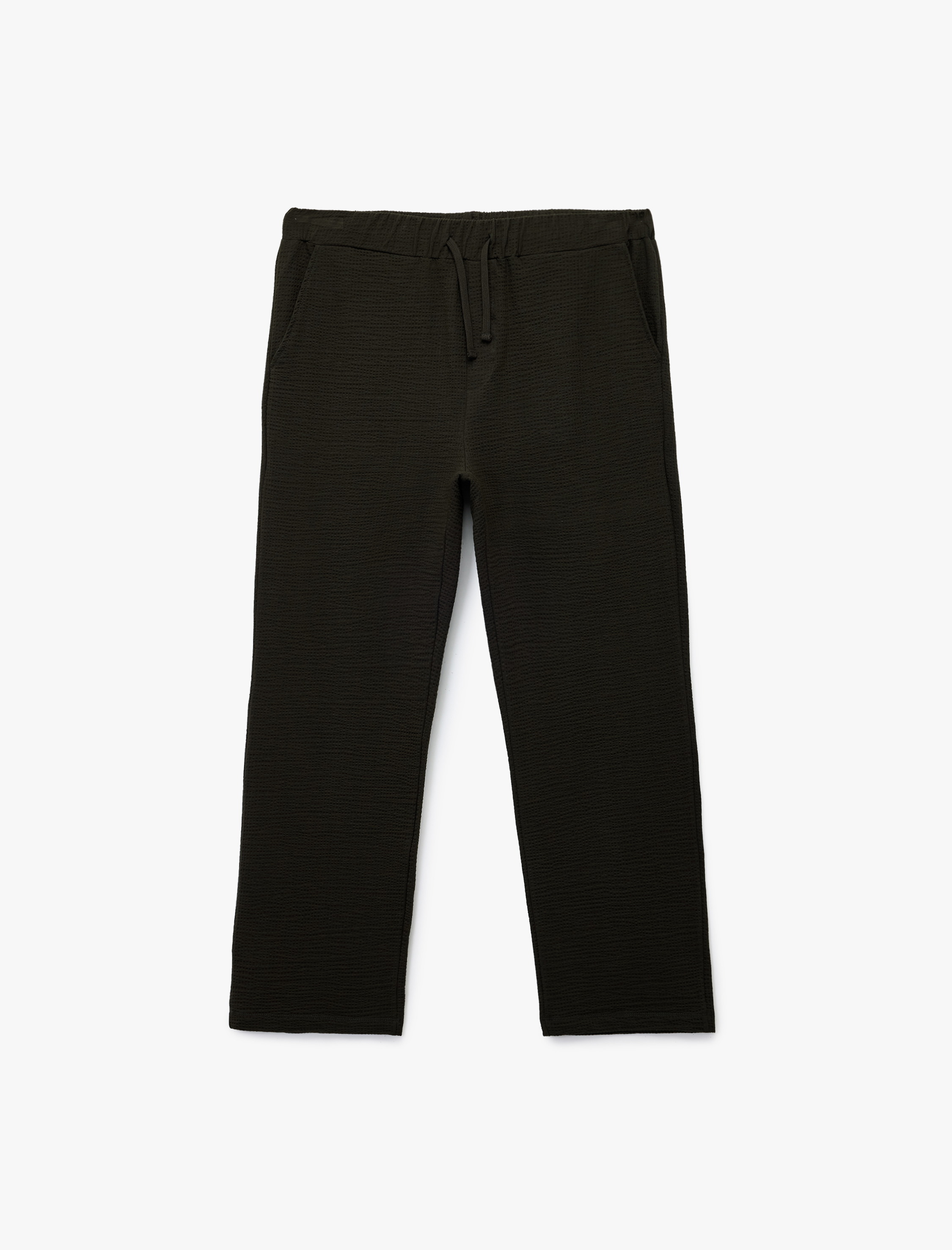   Pamuklu Dokulu Cep Detaylı Beli Bağcıklı Eşofman Altı