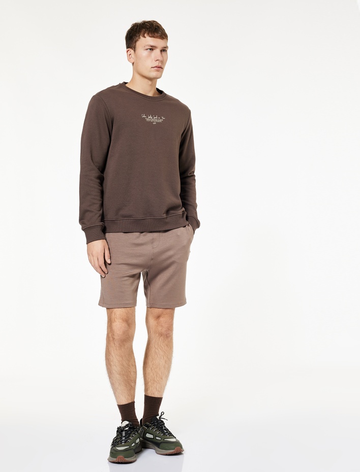  Beli Bağcıklı Baskılı Cepli Spor Şort