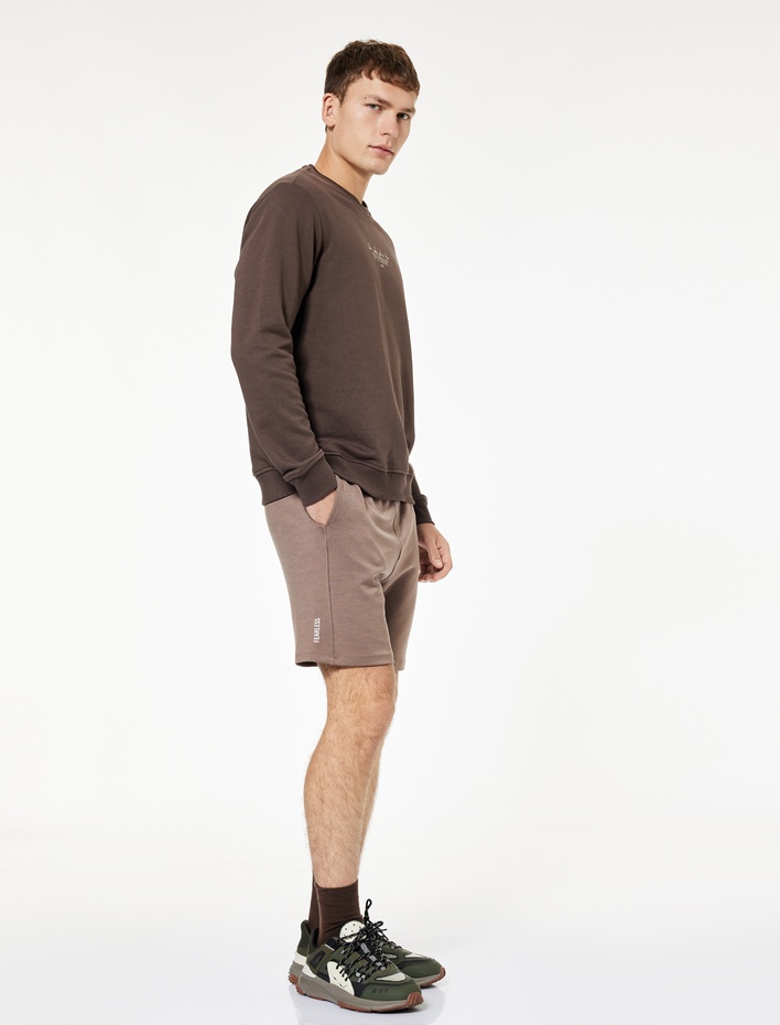  Beli Bağcıklı Baskılı Cepli Spor Şort