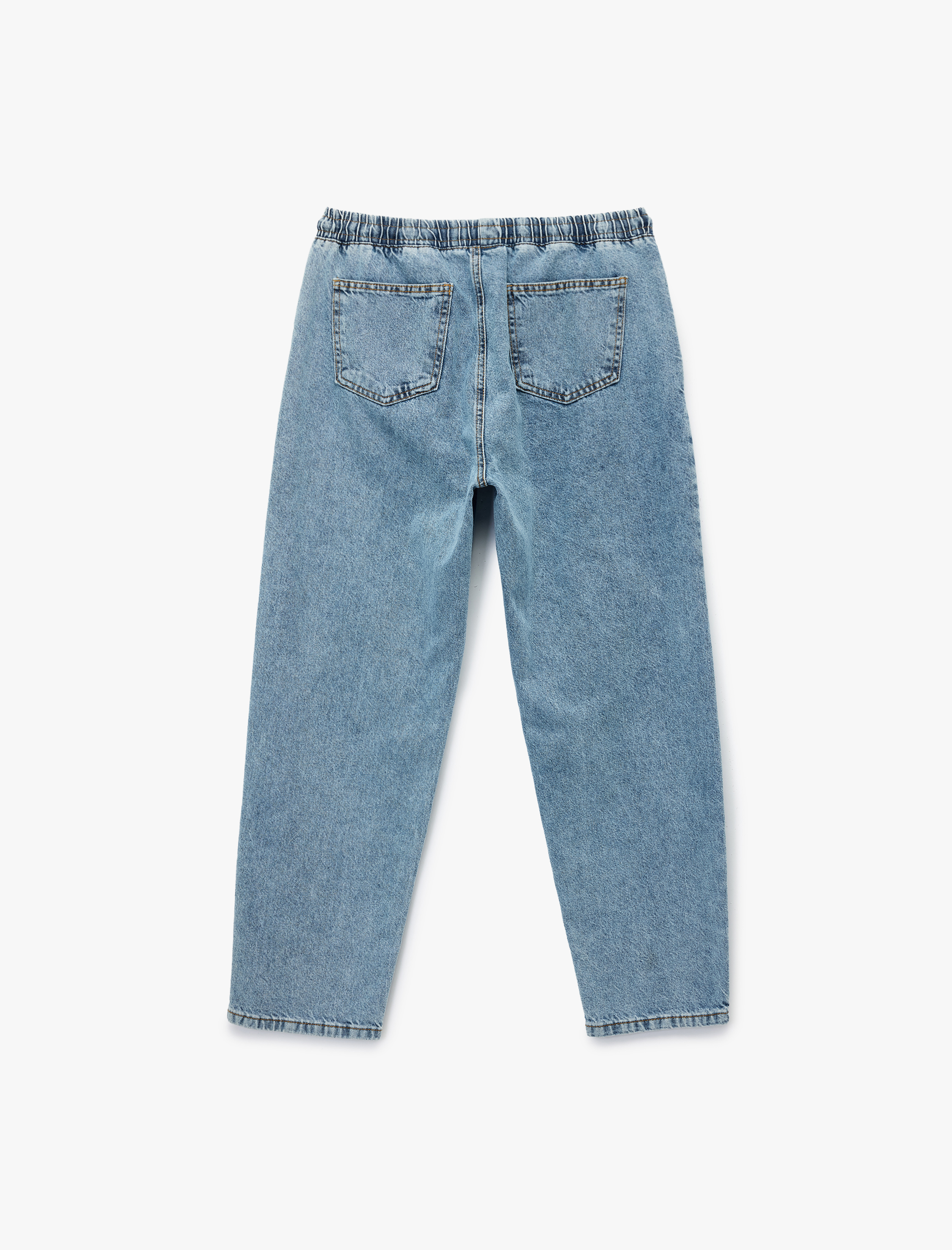   Pamuklu Beli Bağcıklı Bol Baggy Jean Pantolon