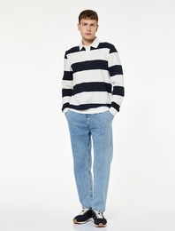 Pamuklu Beli Bağcıklı Bol Baggy Jean Pantolon