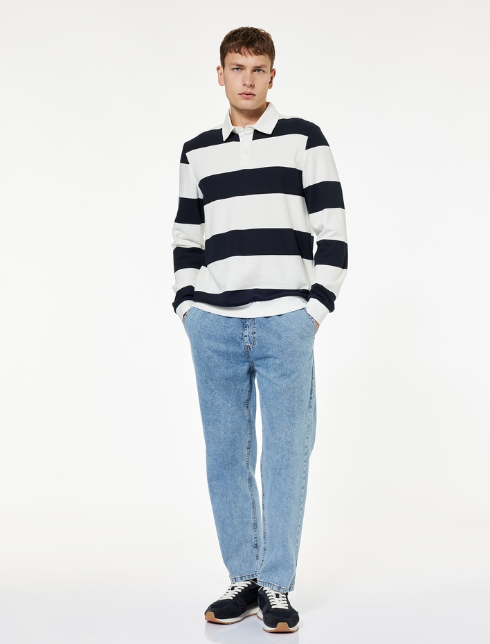  Pamuklu Beli Bağcıklı Bol Baggy Jean Pantolon