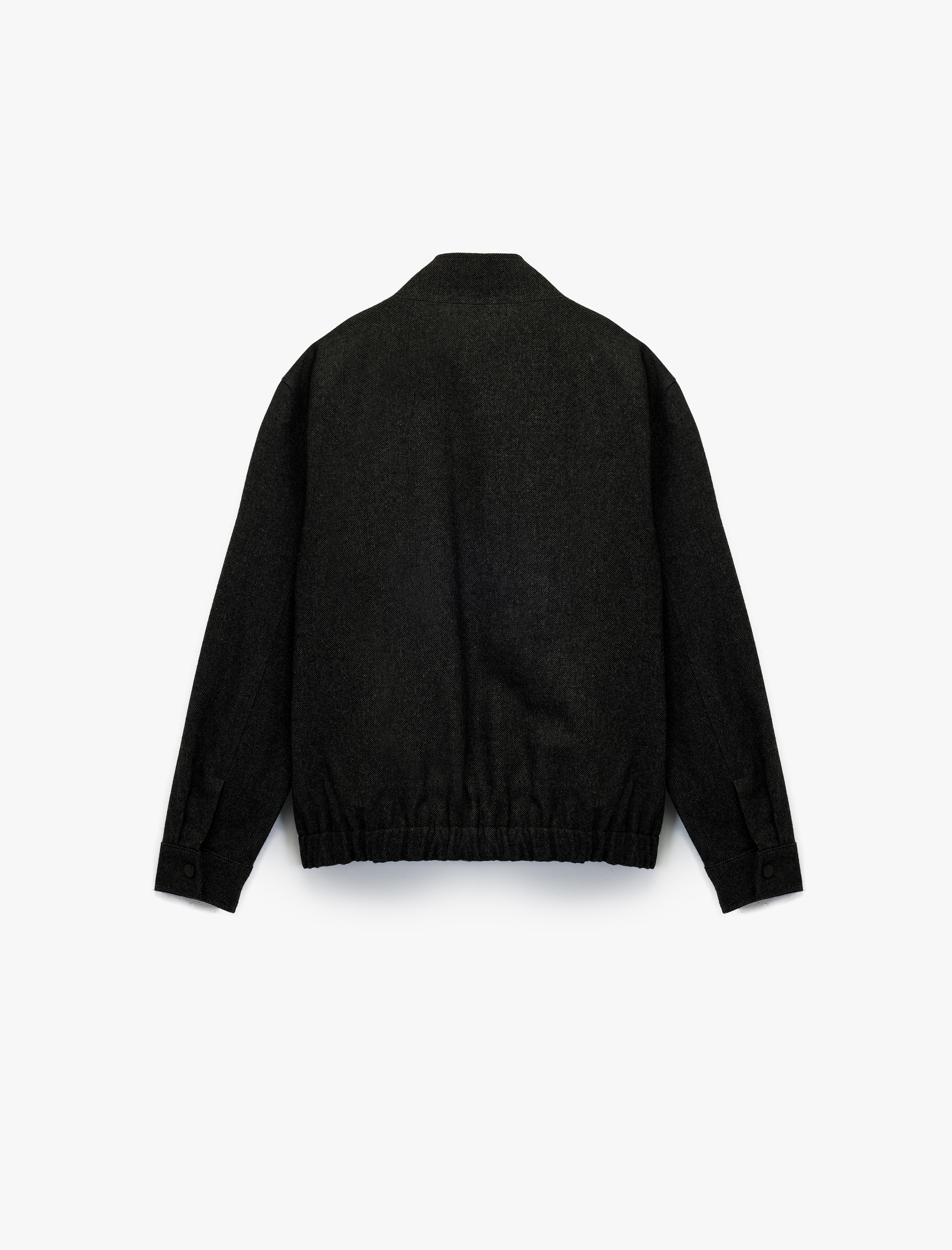   Uzun Kollu Slim Fit Cepli Dik Yaka Fermuarlı Kaşe Spor Ceket