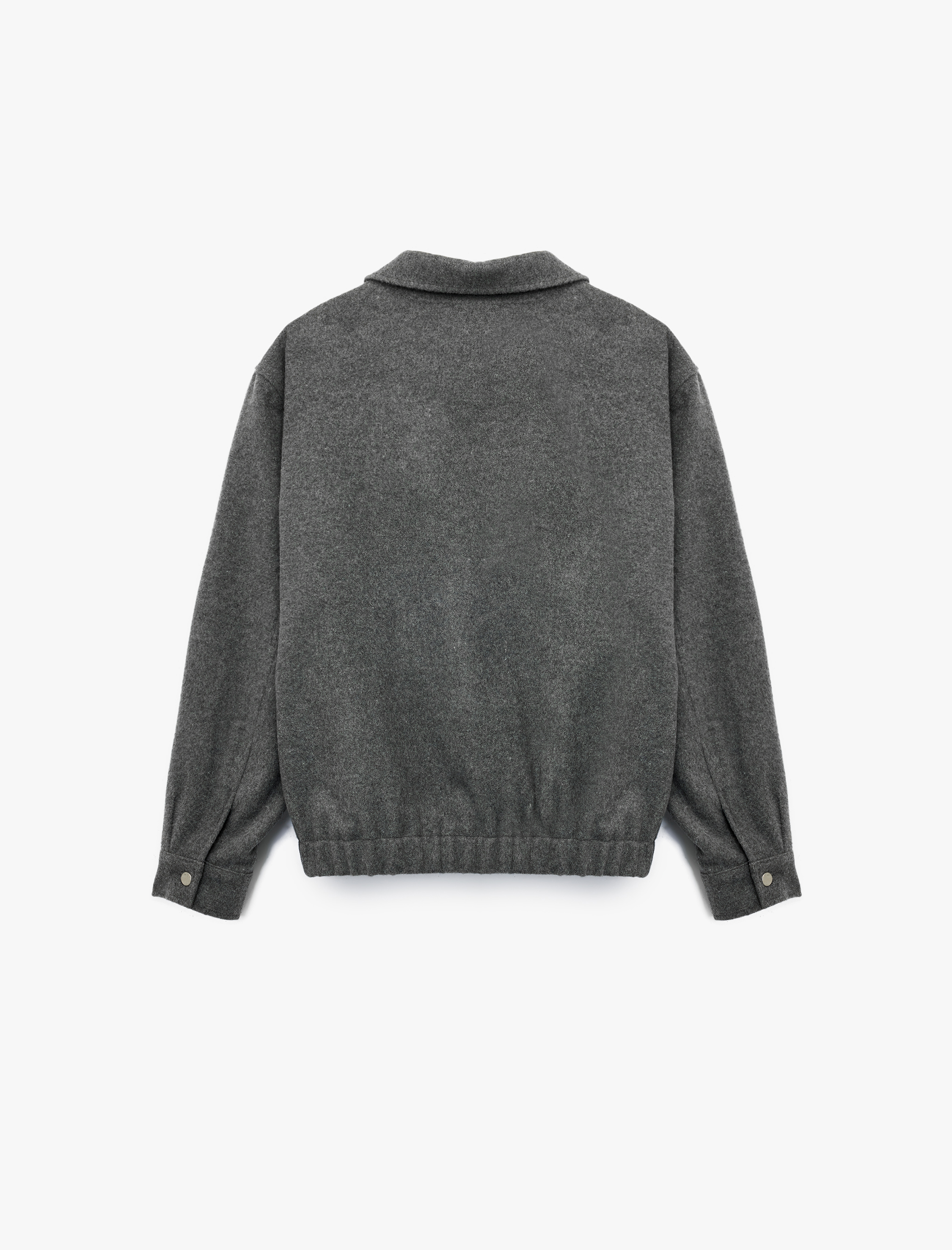   Slim Fit Uzun Kollu Klasik Yaka Fermuarlı Kaşe Gömlek Ceket