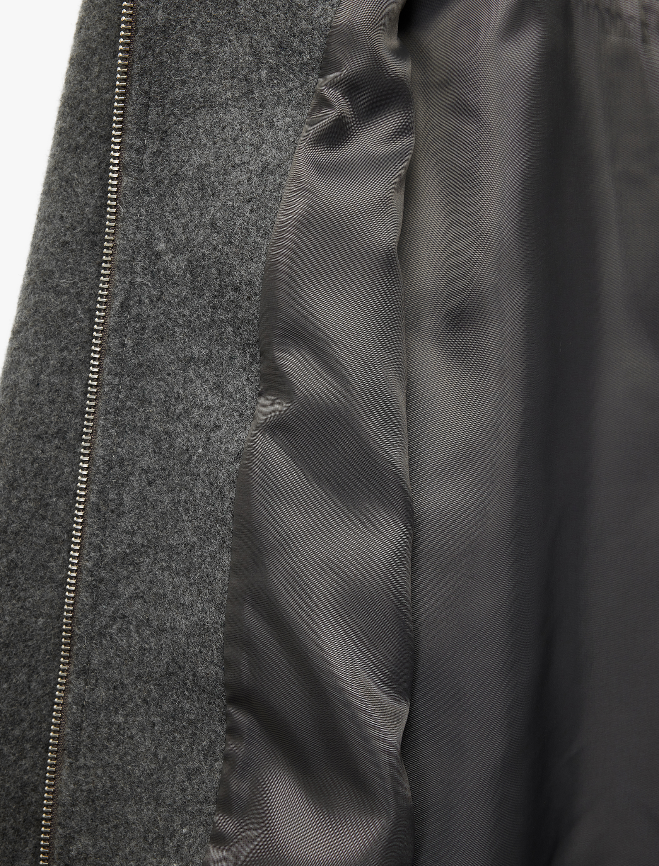   Slim Fit Uzun Kollu Klasik Yaka Fermuarlı Kaşe Gömlek Ceket