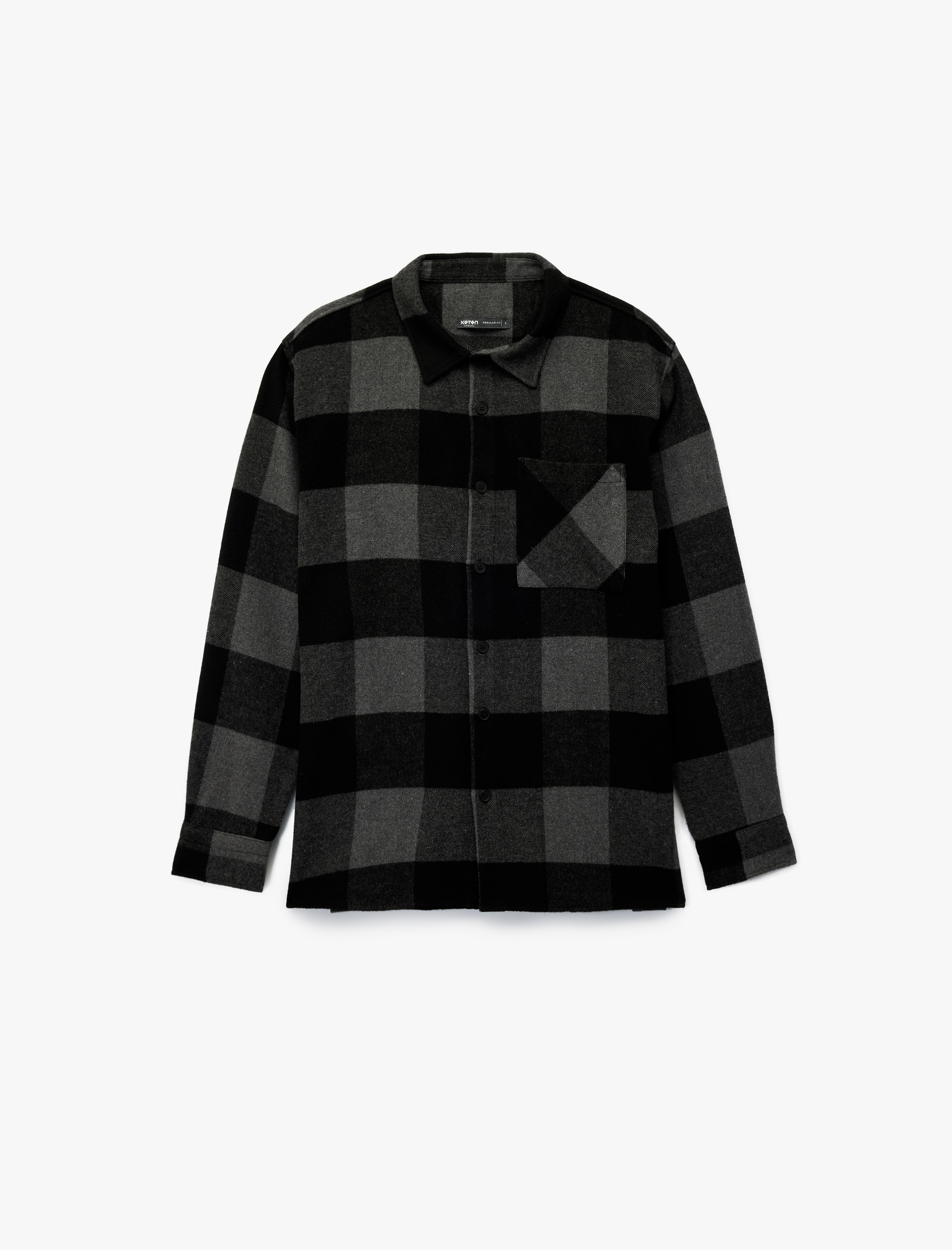   Regular Fit Cepli Uzun Kollu Kareli Klasik Yaka Düğmeli Oduncu Gömleği