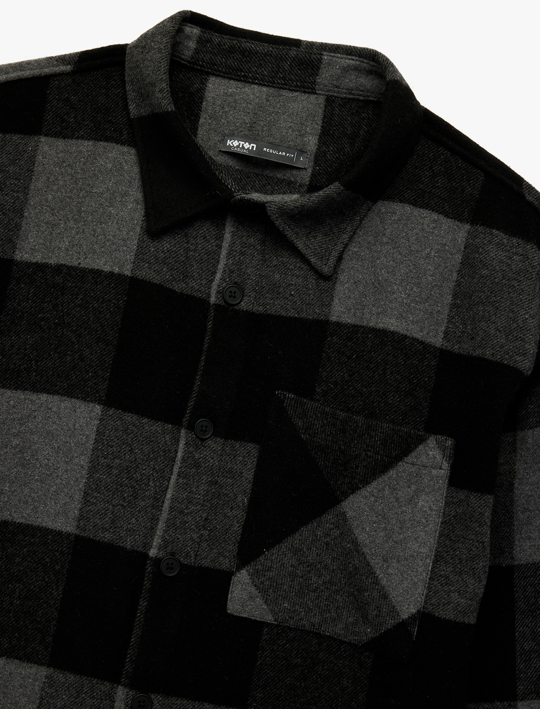   Regular Fit Cepli Uzun Kollu Kareli Klasik Yaka Düğmeli Oduncu Gömleği