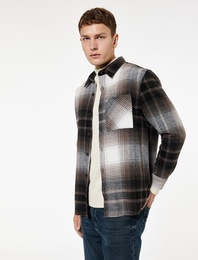 Regular Fit Cep Detaylı Uzun Kollu Klasik Yaka Oduncu Gömleği