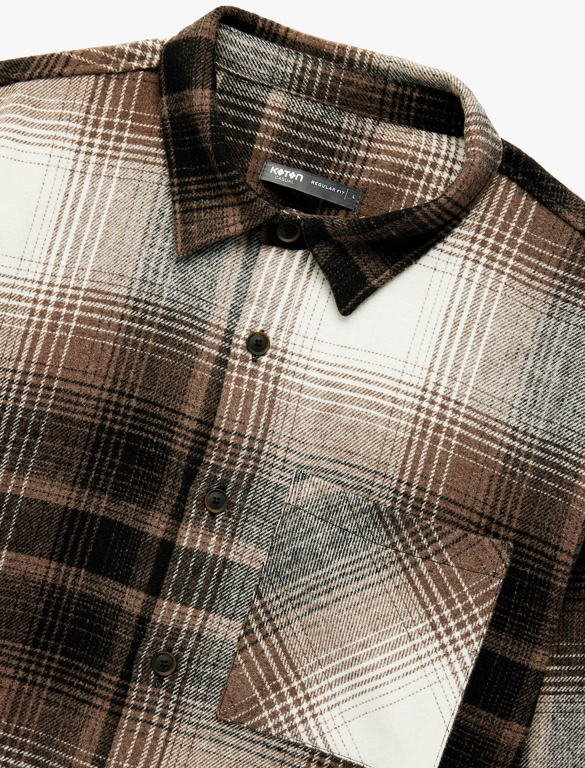 Regular Fit Cep Detaylı Uzun Kollu Klasik Yaka Oduncu Gömleği