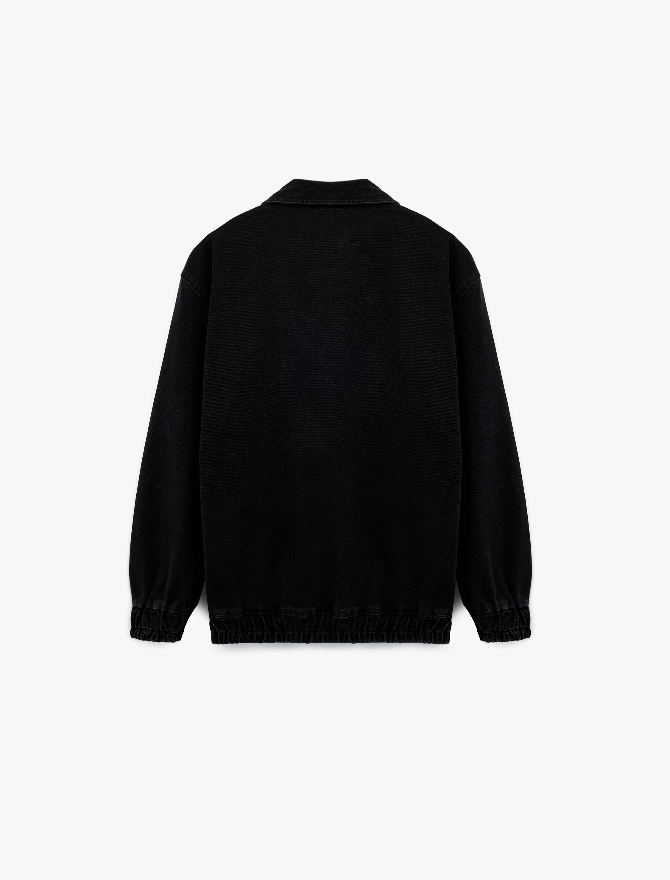   Kapaklı Cepli Regular Fit Pamuklu Gömlek Yaka Fermuarlı Bomber Jean Ceket