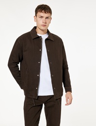 Pamuklu Cepli Bel Detaylı Gömlek Yaka Düğmeli Yıkamalı Oversize Jean Ceket