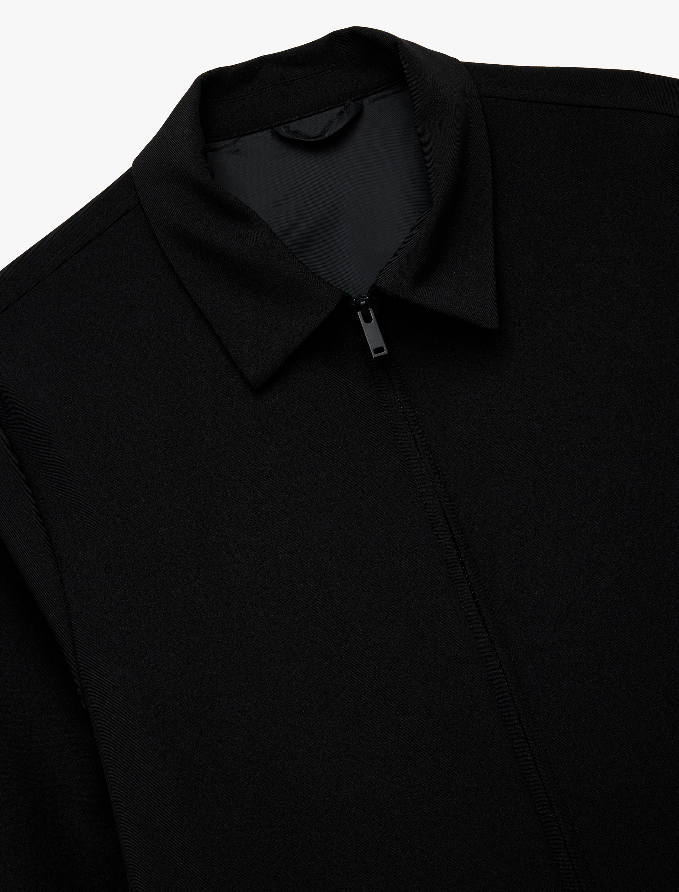   Slim Fit Uzun Kollu Gömlek Yaka Fermuarlı Bomber Ceket