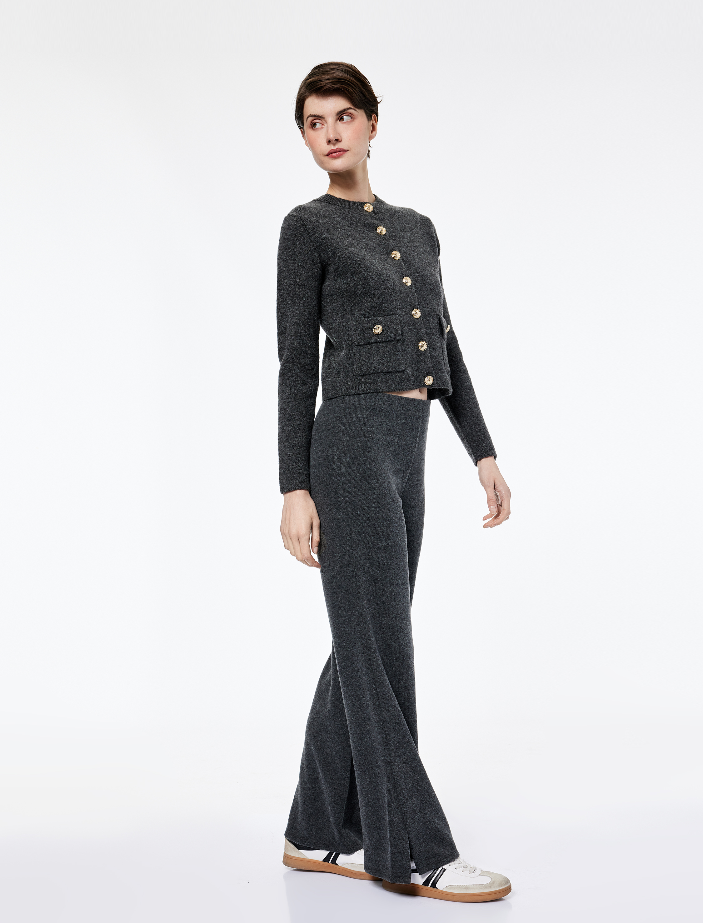   Standart Bel Düz Bol Paça Pantolon