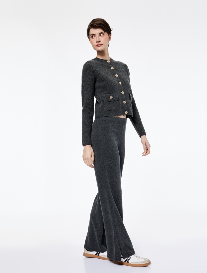  Standart Bel Düz Bol Paça Pantolon