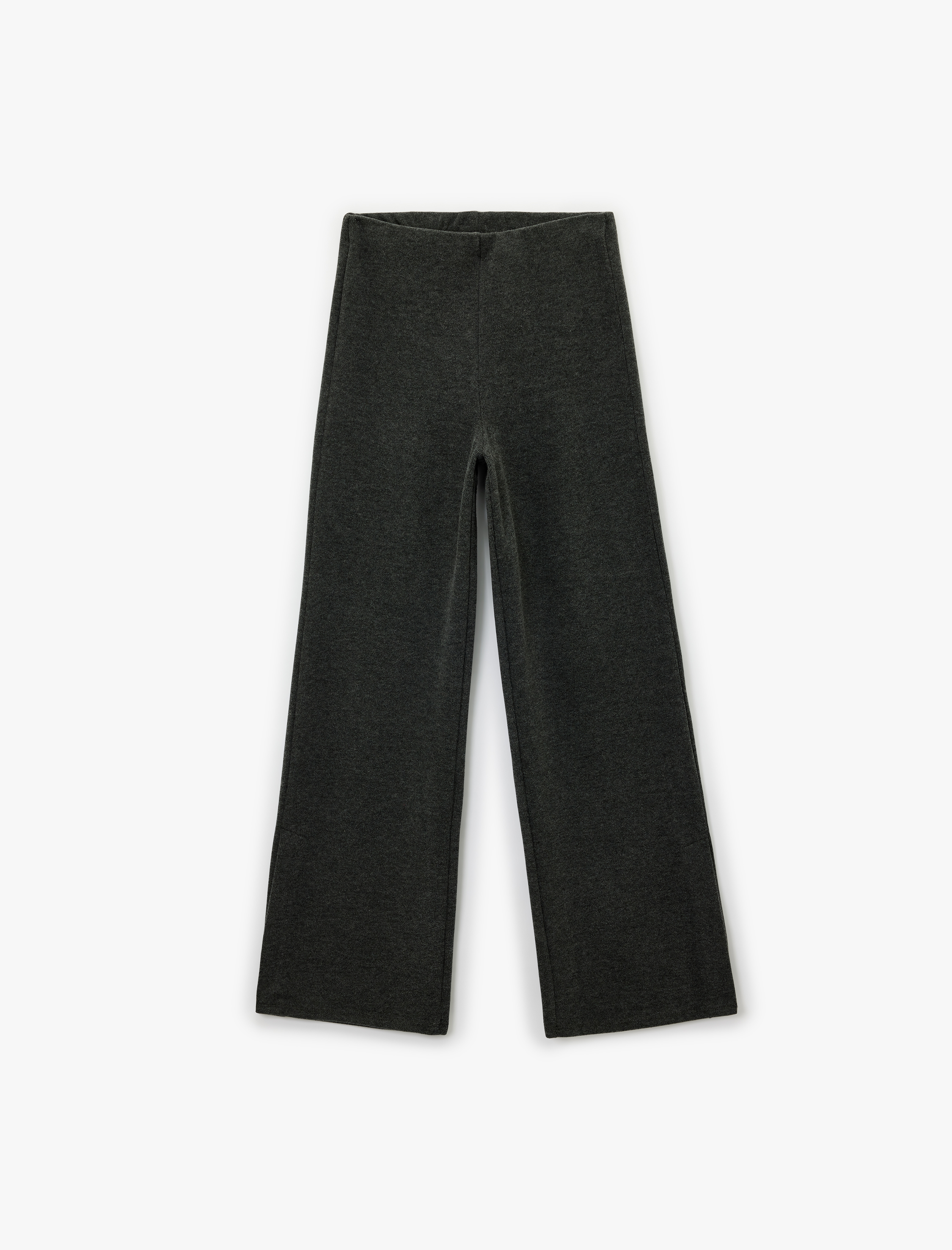   Standart Bel Düz Bol Paça Pantolon