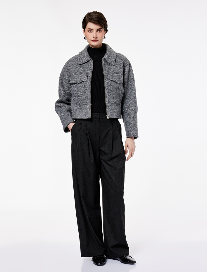  Viskon Karışımlı Normal Bel Geniş Paça Cep Detaylı Palazzo Pantolon