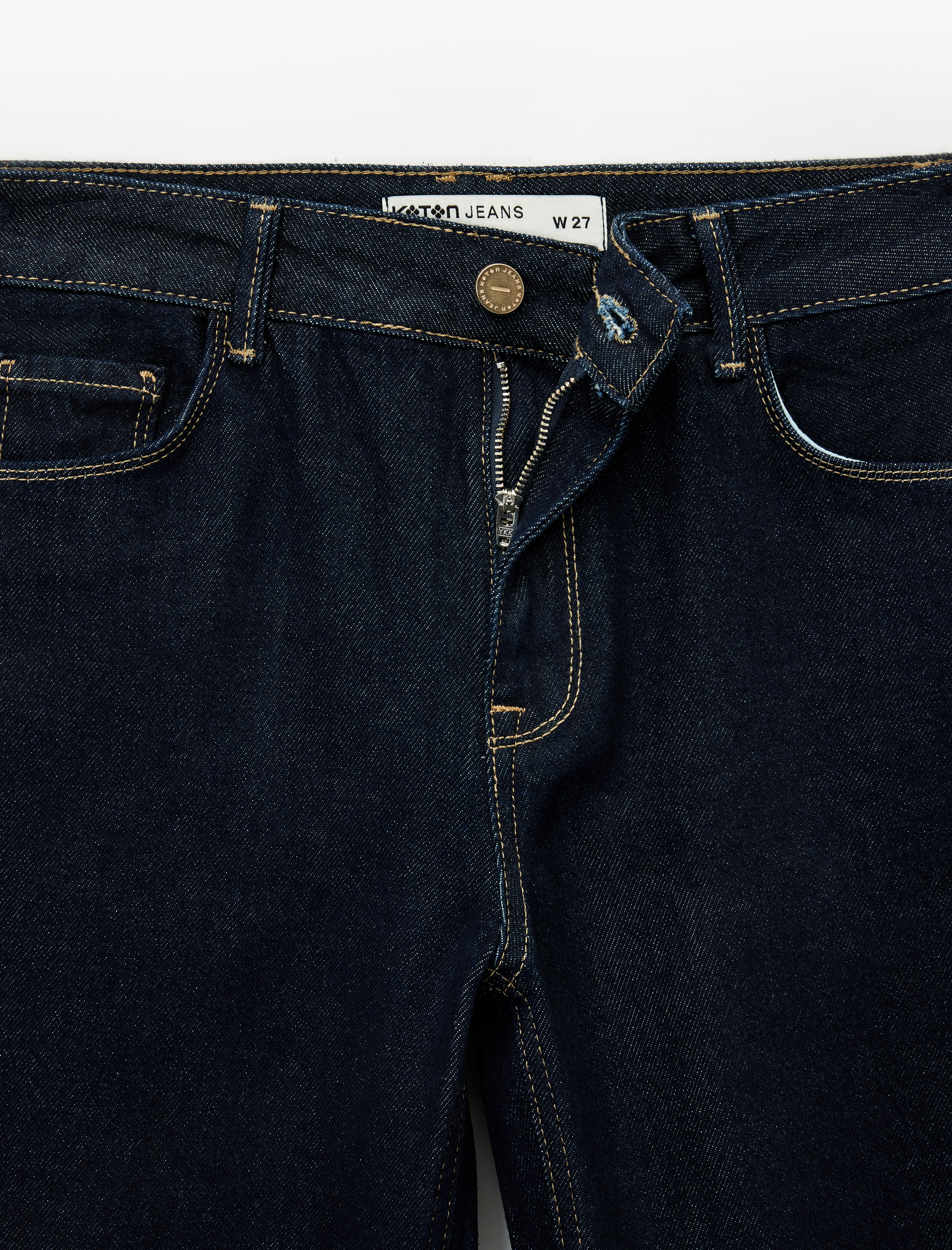 Pamuklu Düz Paça Normal Bel Düğmeli Jean Pantolon - Straight Fit Jean
