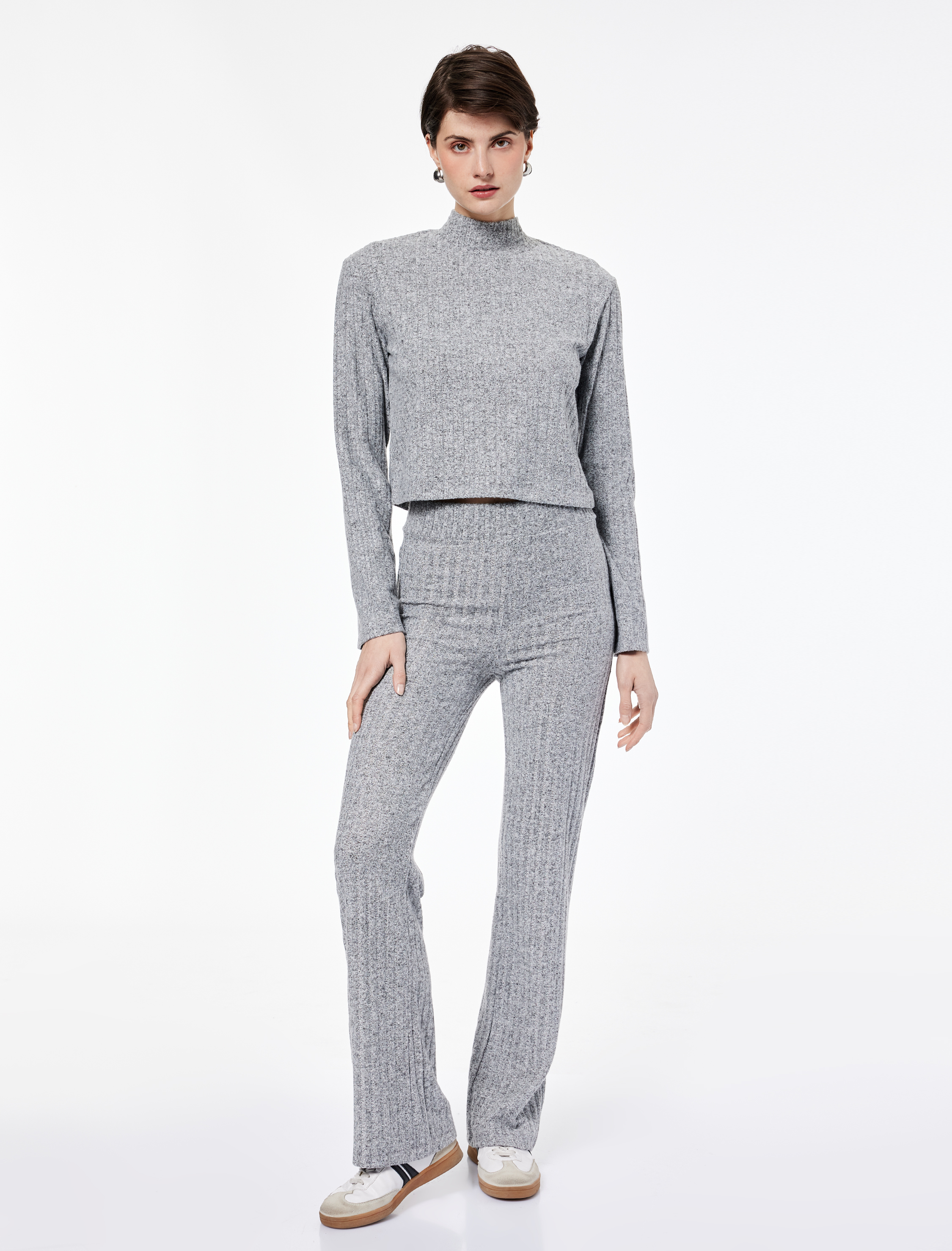   Slim Fit Kaşkorse Uzun Bol Paça Eşofman Altı