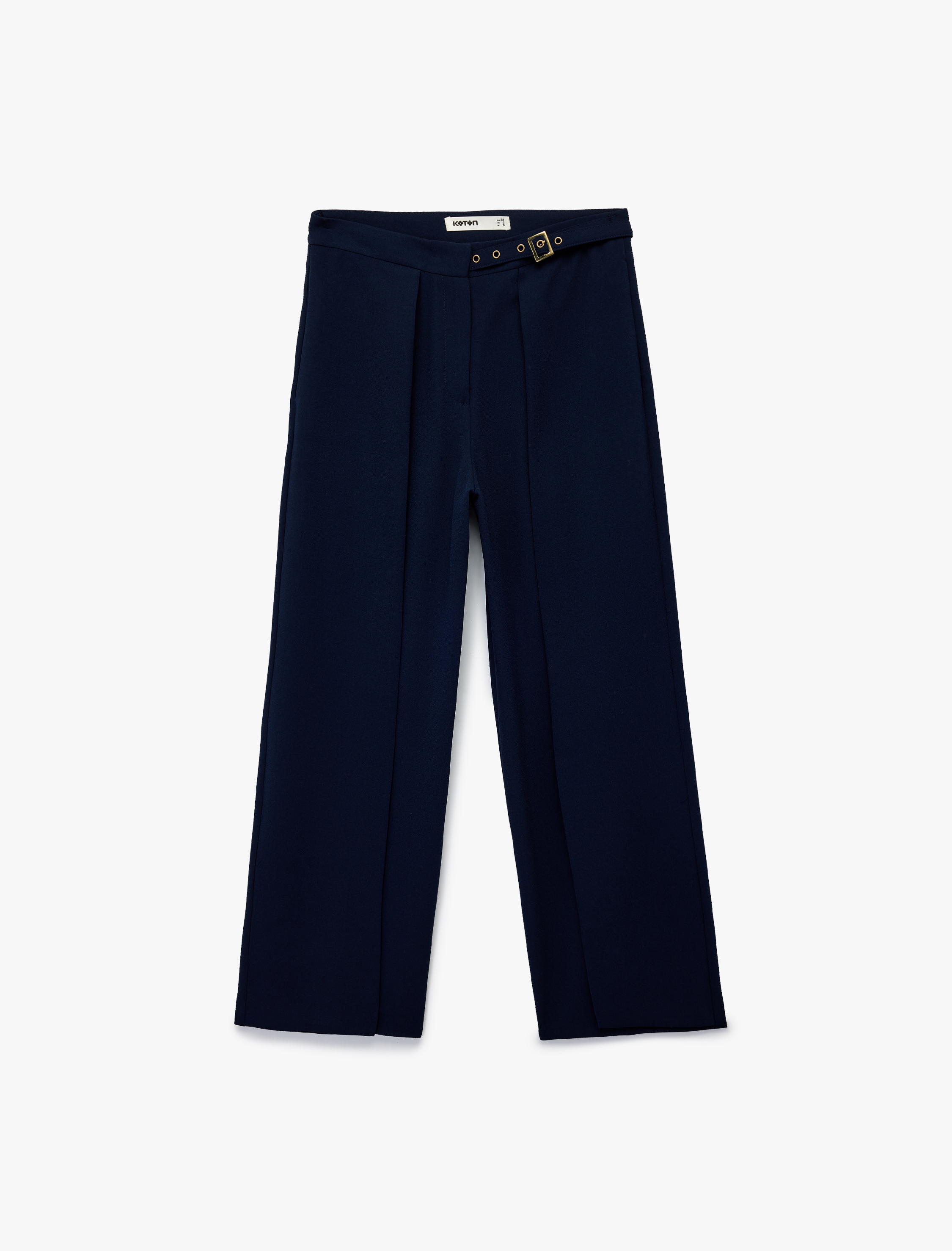   Kemer Detaylı Bilek Boy Geniş Paça Krep Palazzo Pantolon