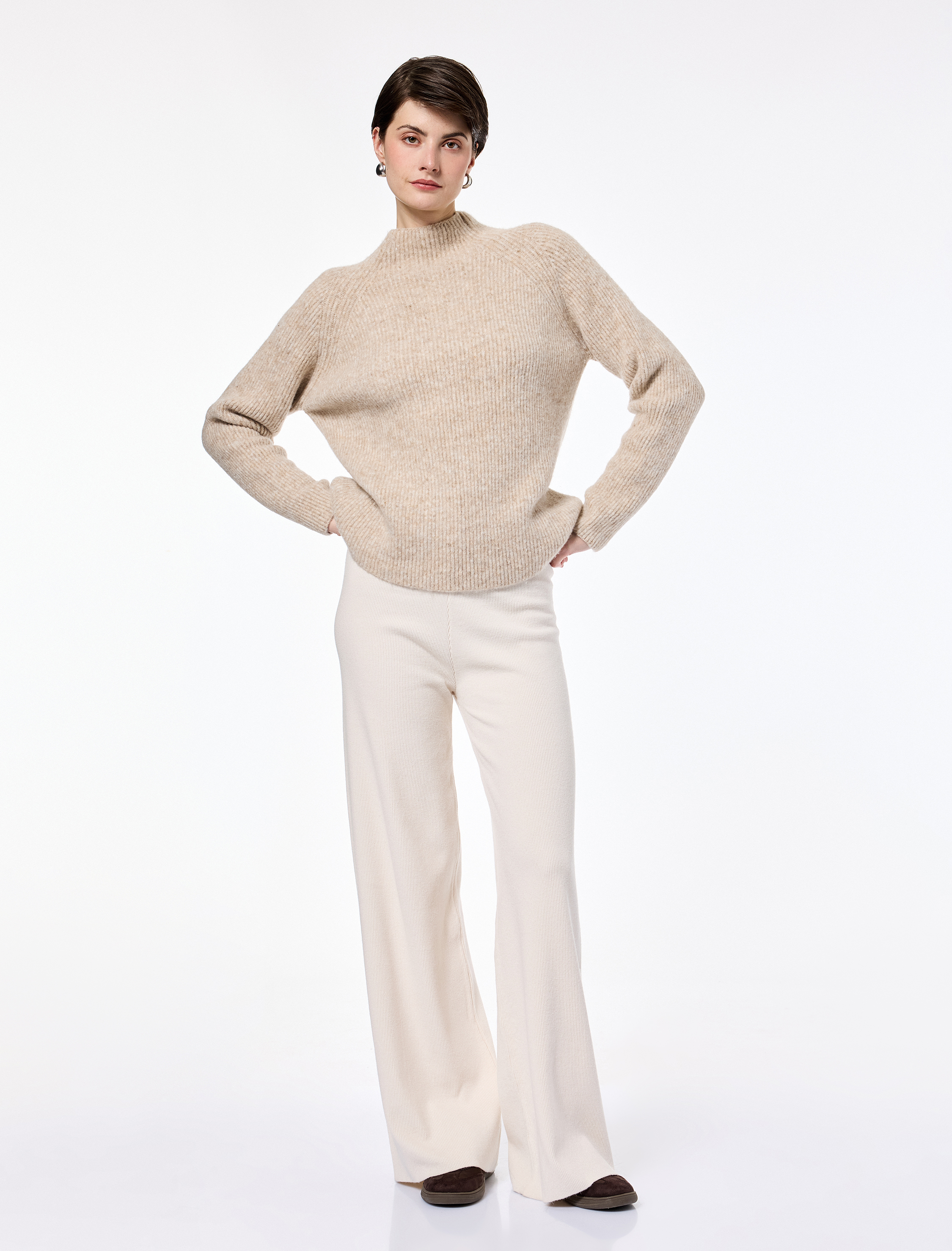   Koton X Sibil Çetinkaya - Düz Bol Paça Triko Pantolon