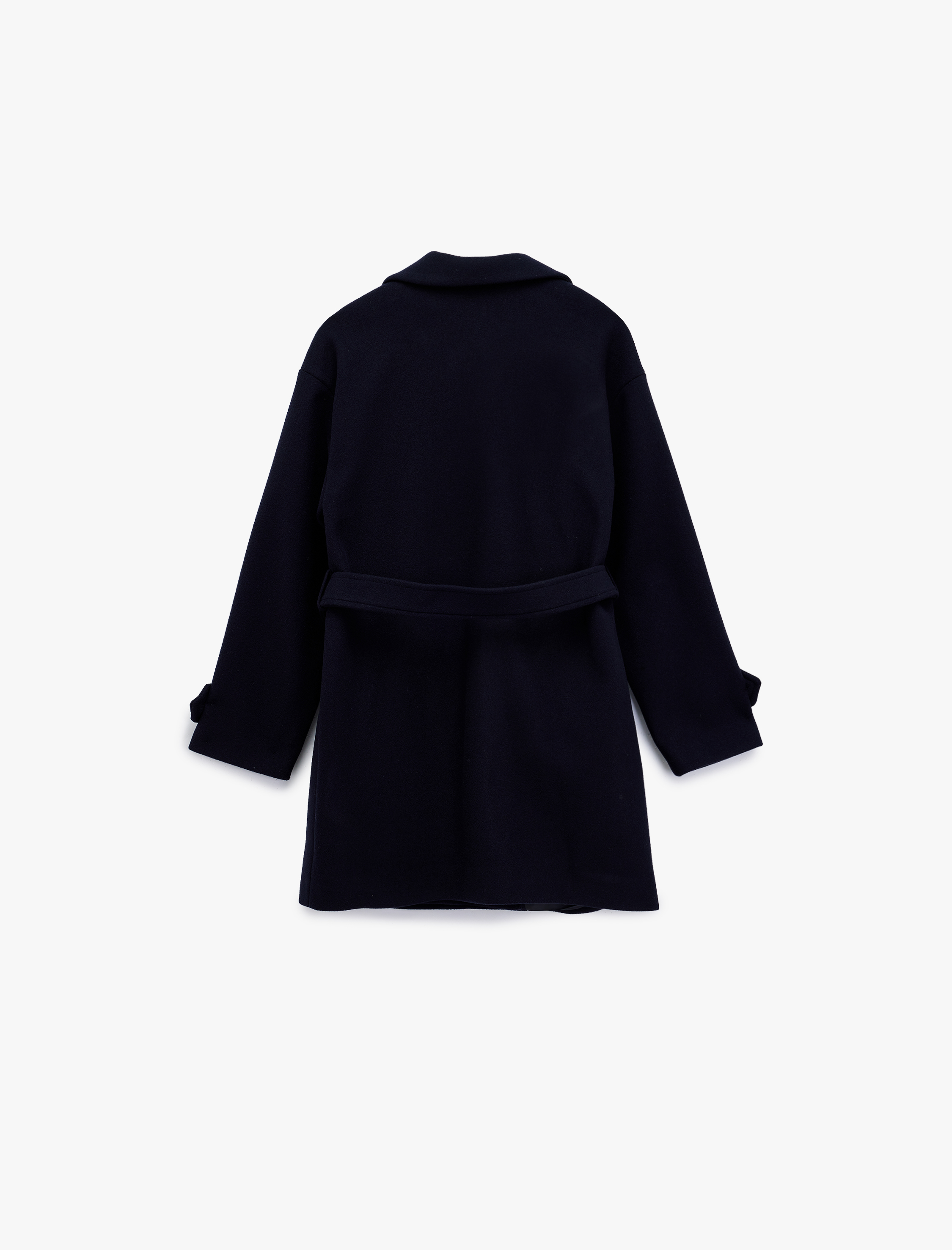   Cepli Kruvaze Uzun Kollu Kemerli Kaşe Kaban