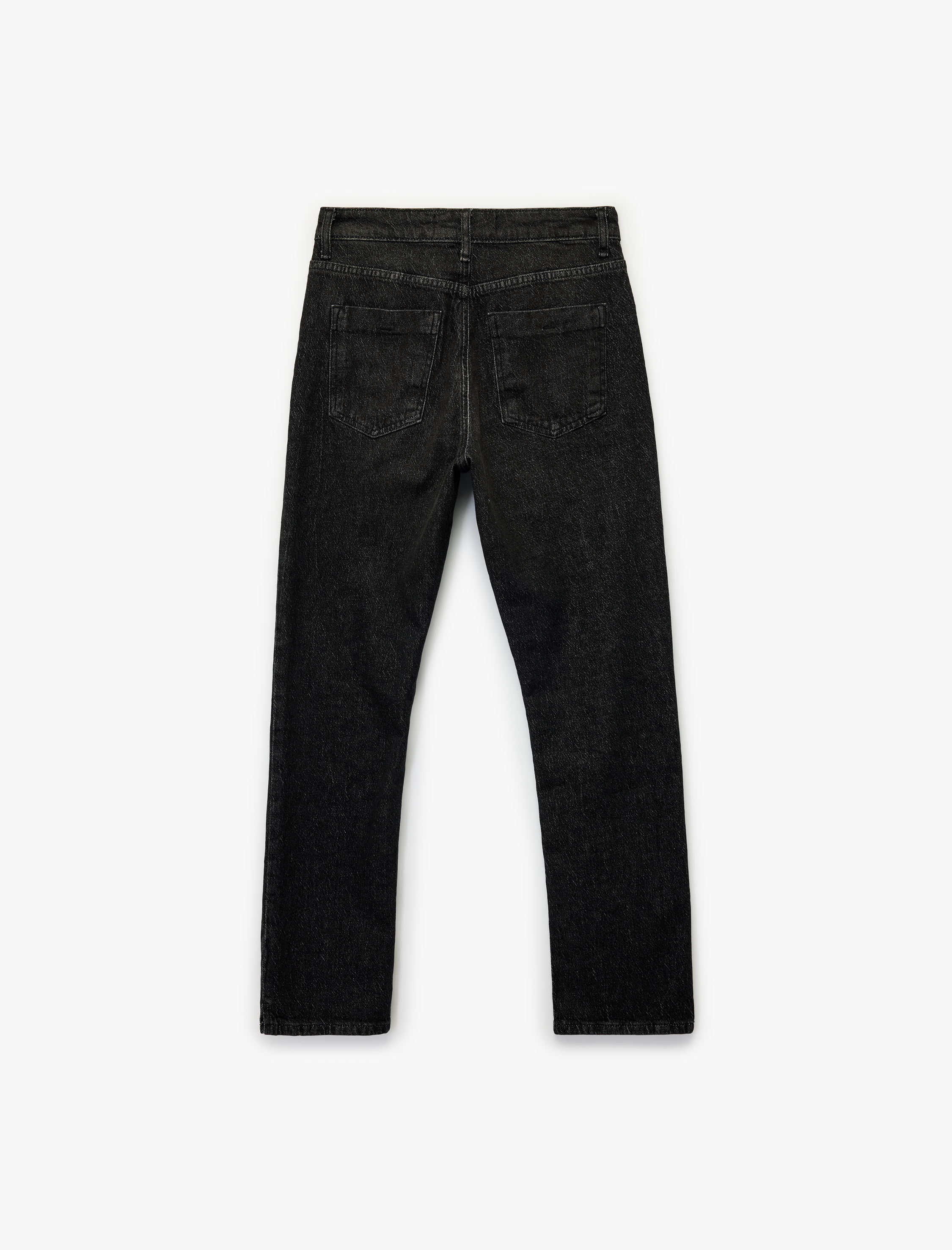   Yüksek Bel Dar Kalıp Düz Paça Pamuklu Jean Pantolon - Slim Straight Fit Jean