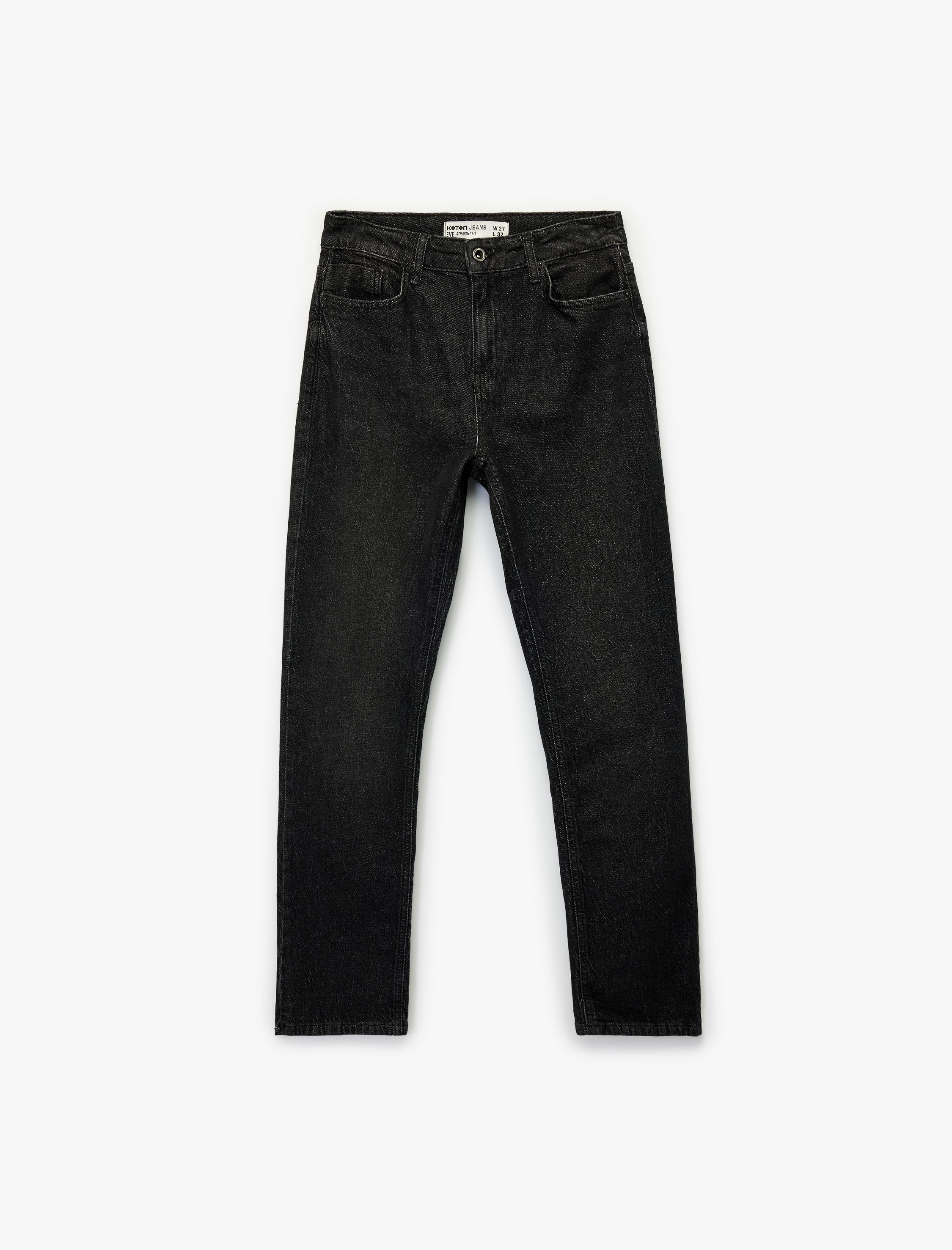   Yüksek Bel Dar Kalıp Düz Paça Pamuklu Jean Pantolon - Slim Straight Fit Jean