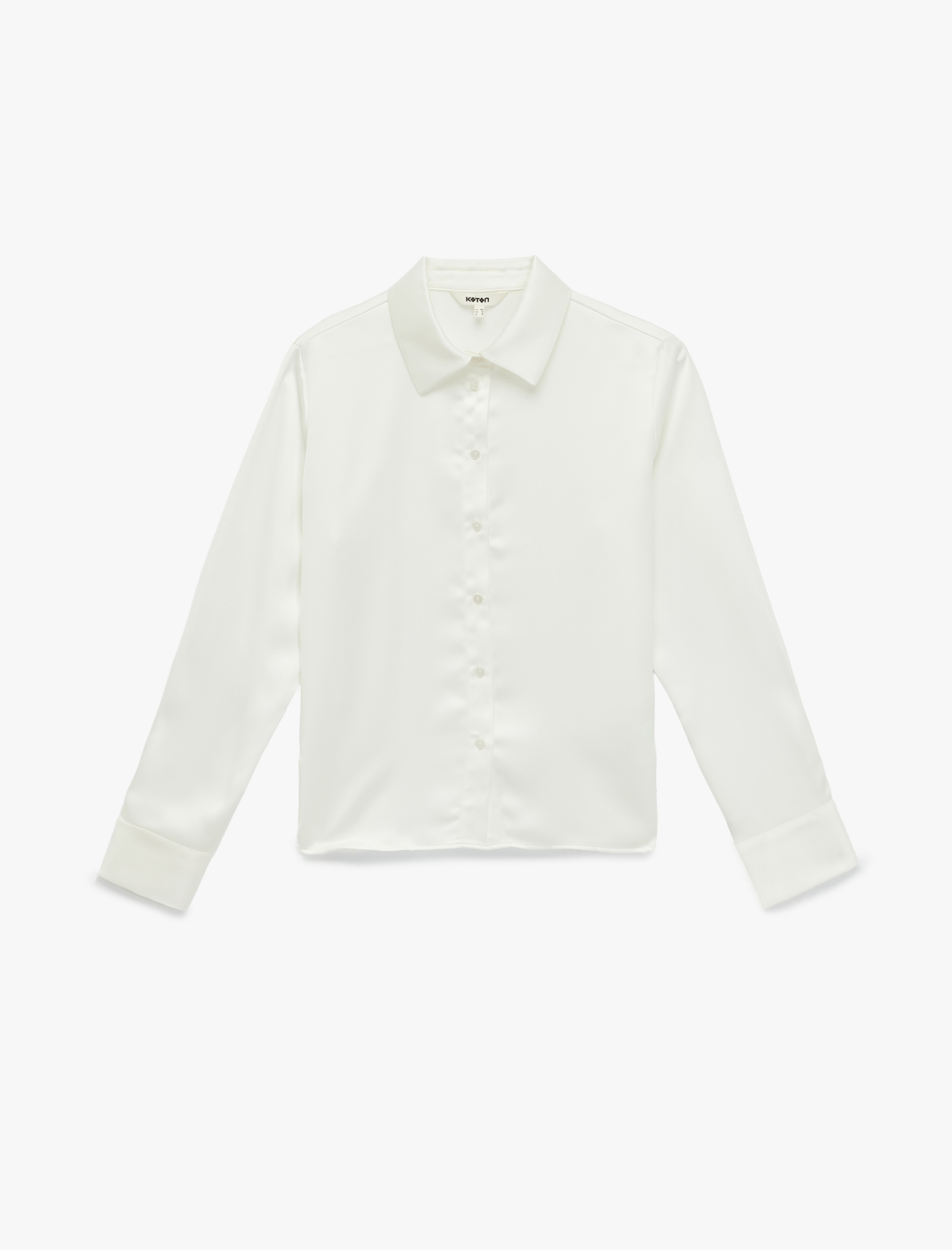   Bol Kalıp Düğmeli Klasik Yaka Uzun Kollu Saten Gömlek