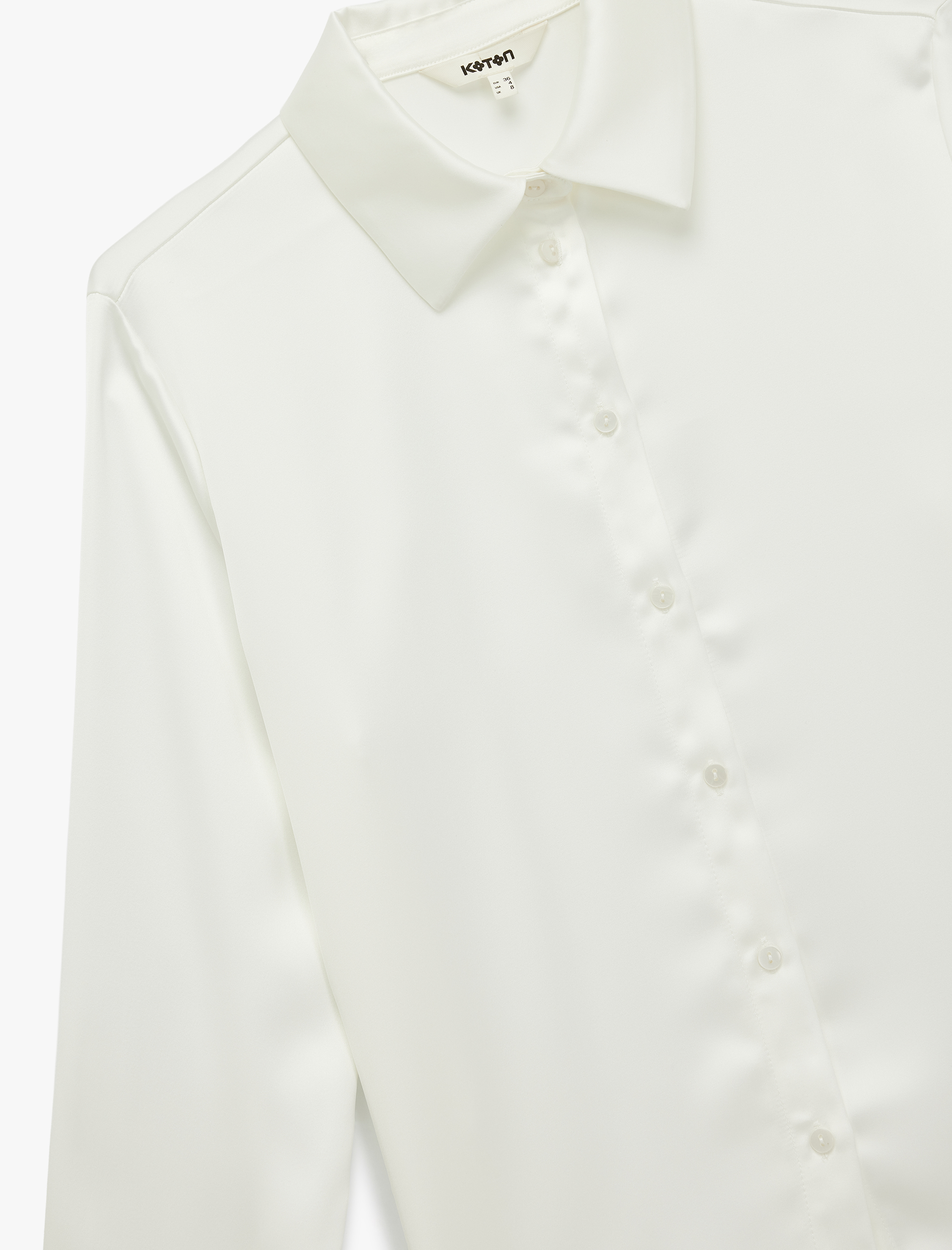   Bol Kalıp Düğmeli Klasik Yaka Uzun Kollu Saten Gömlek