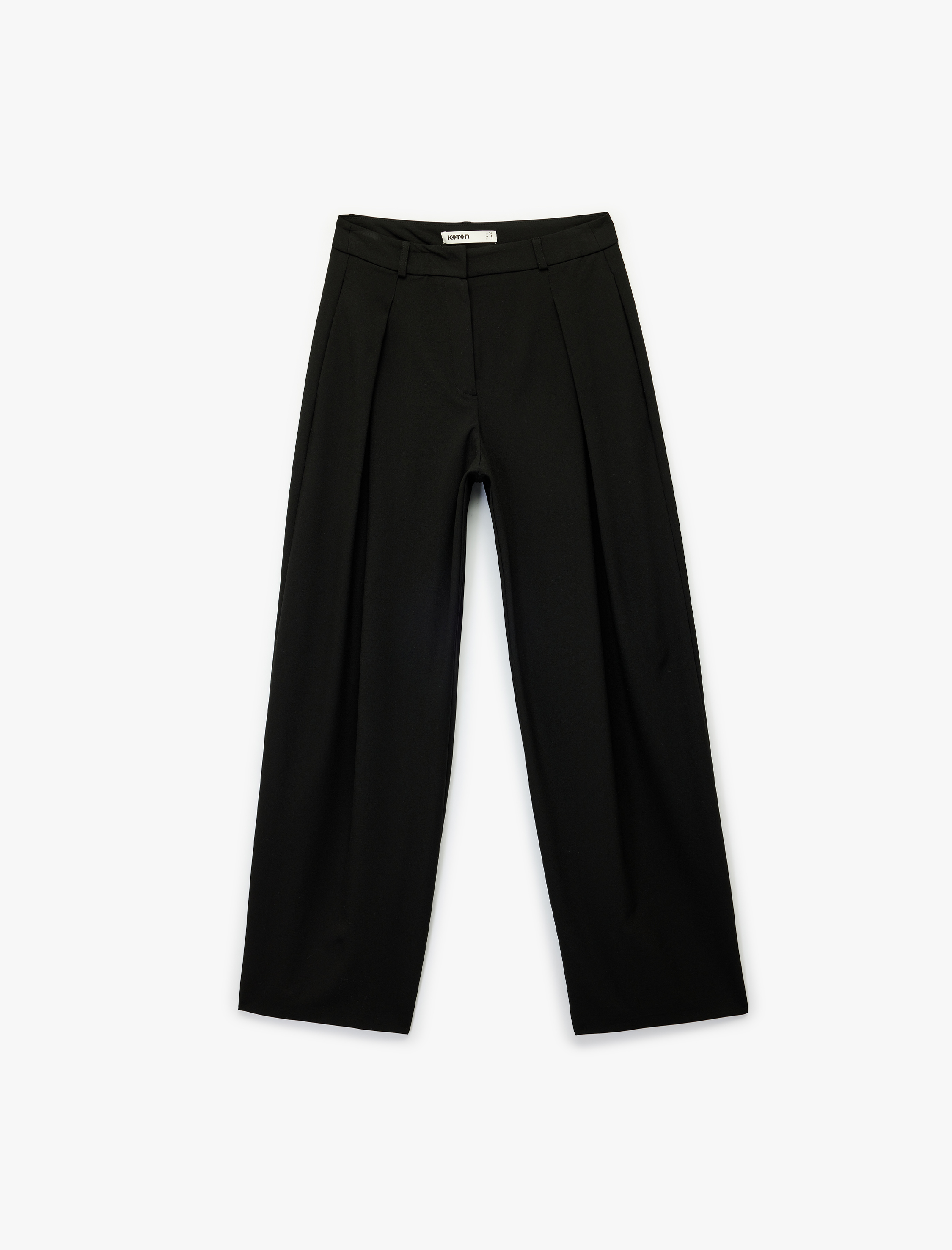   Cepli Pile Detaylı Geniş Paça Kumaş Palazzo Pantolon