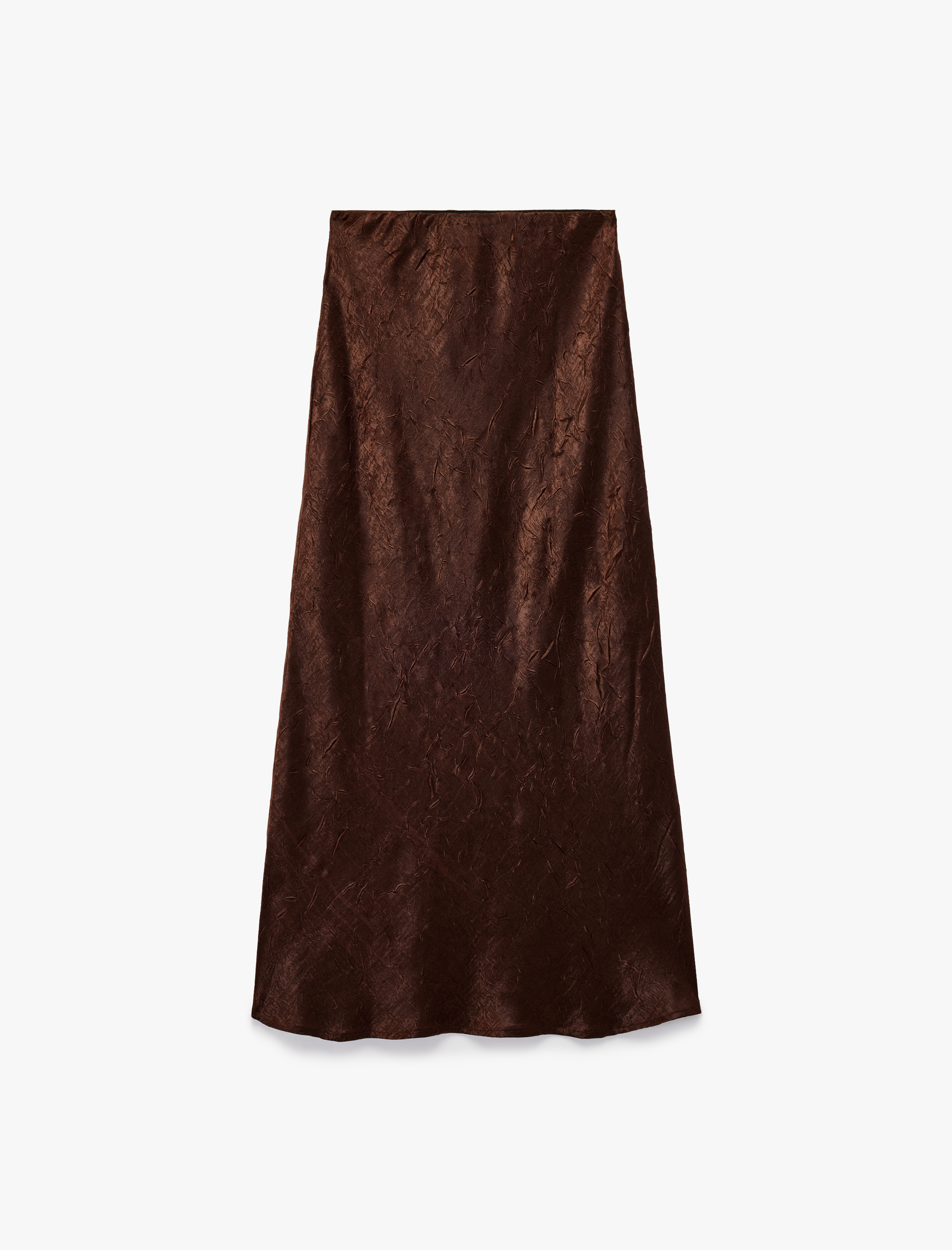   Slim Fit Balık Kesim Dokulu Midi Saten Etek