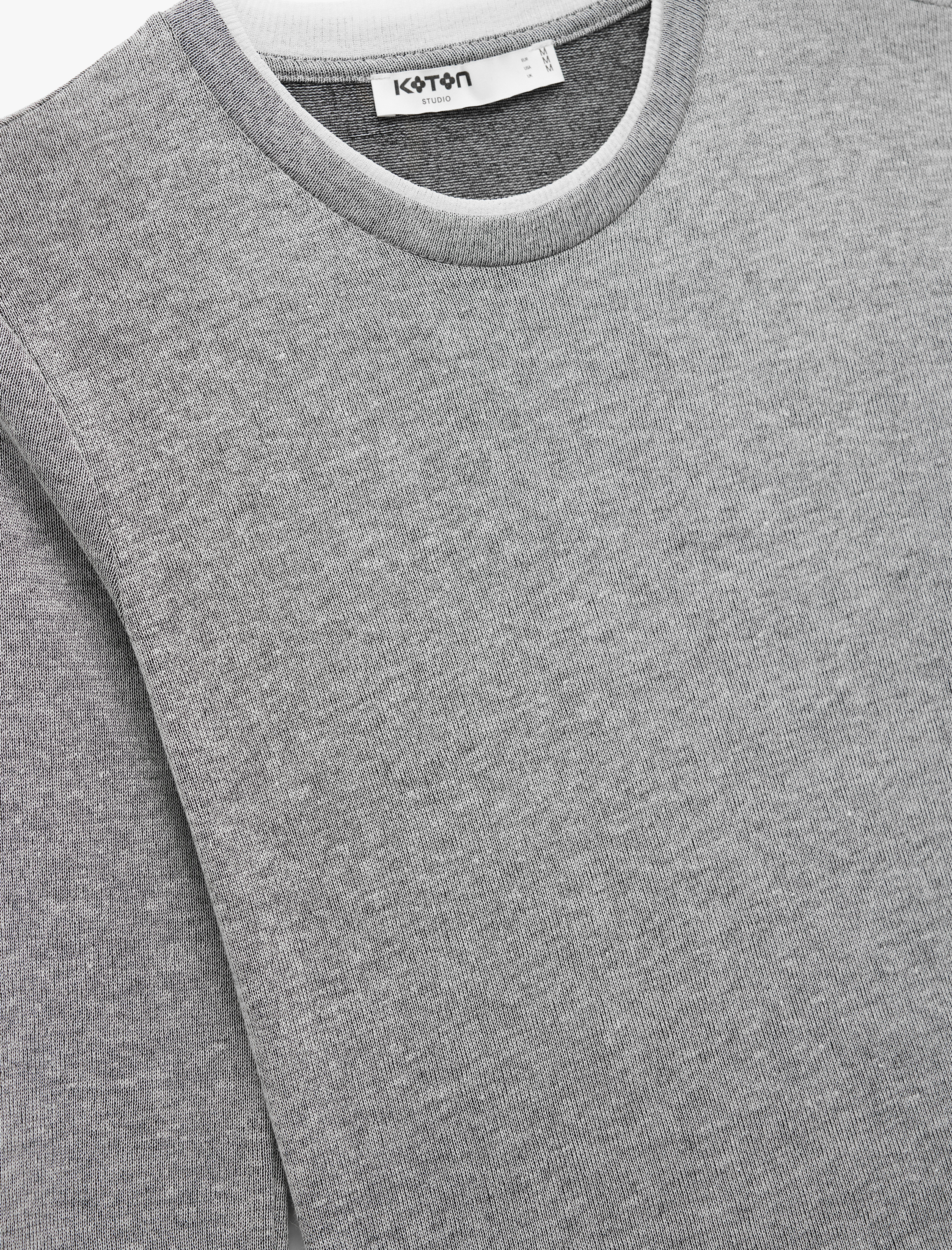   Regular Fit Kontrast Detaylı Uzun Kollu Bisiklet Yaka Tişört