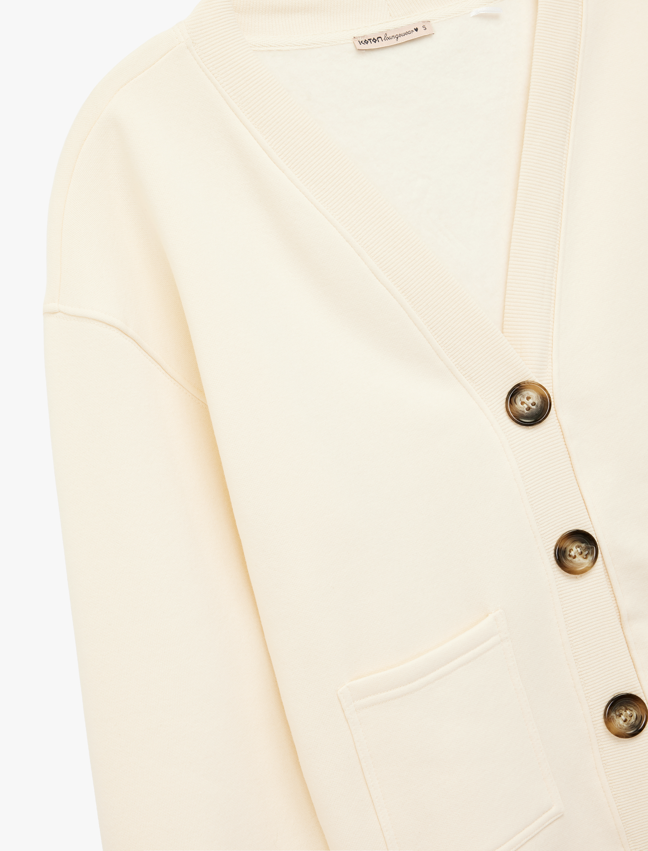 V Yaka Uzun Kollu Rahat Kesim Cepli Triko Pijama Üstü