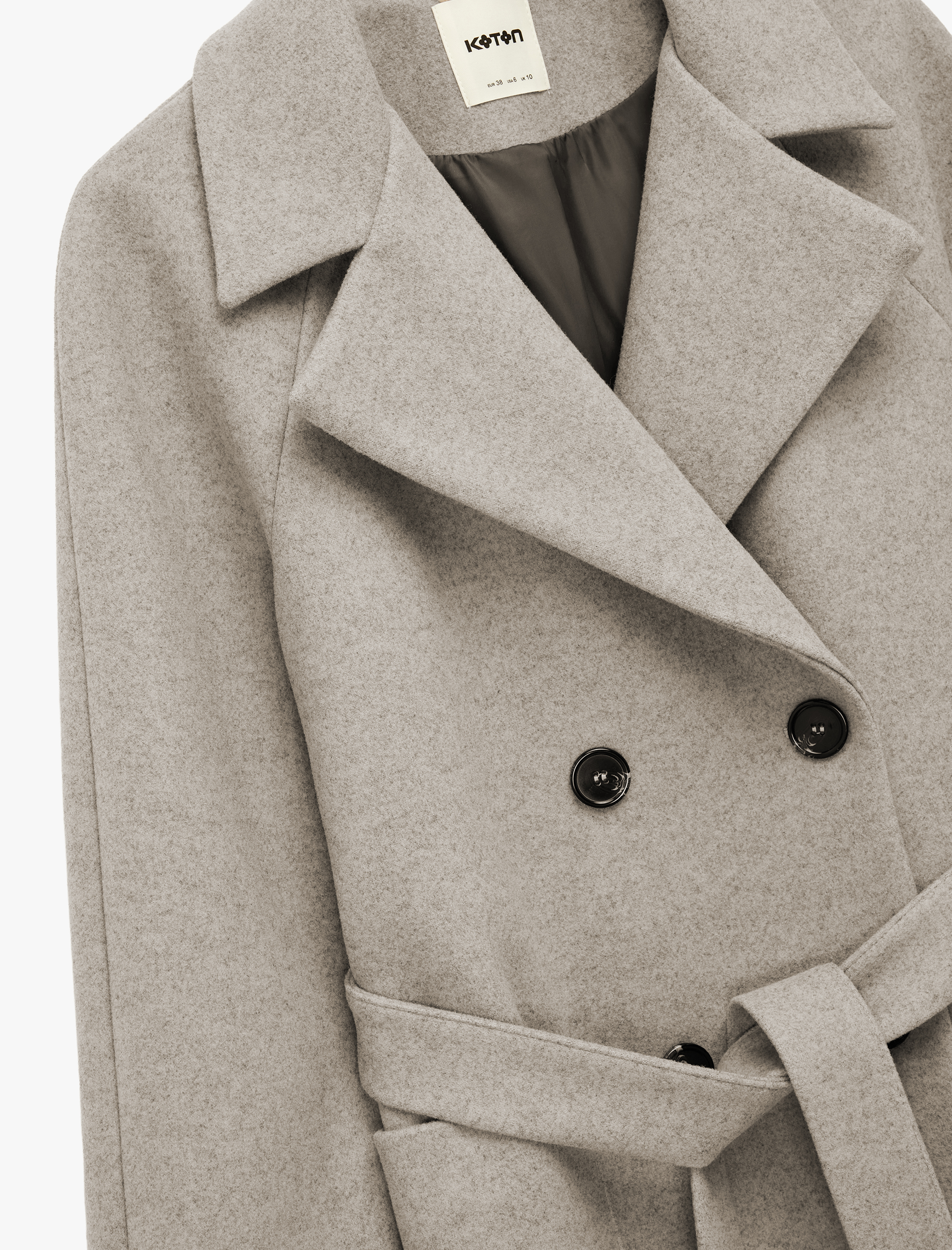   Uzun Kollu Cepli Kemerli Kruvaze Uzun Kaşe Kaban