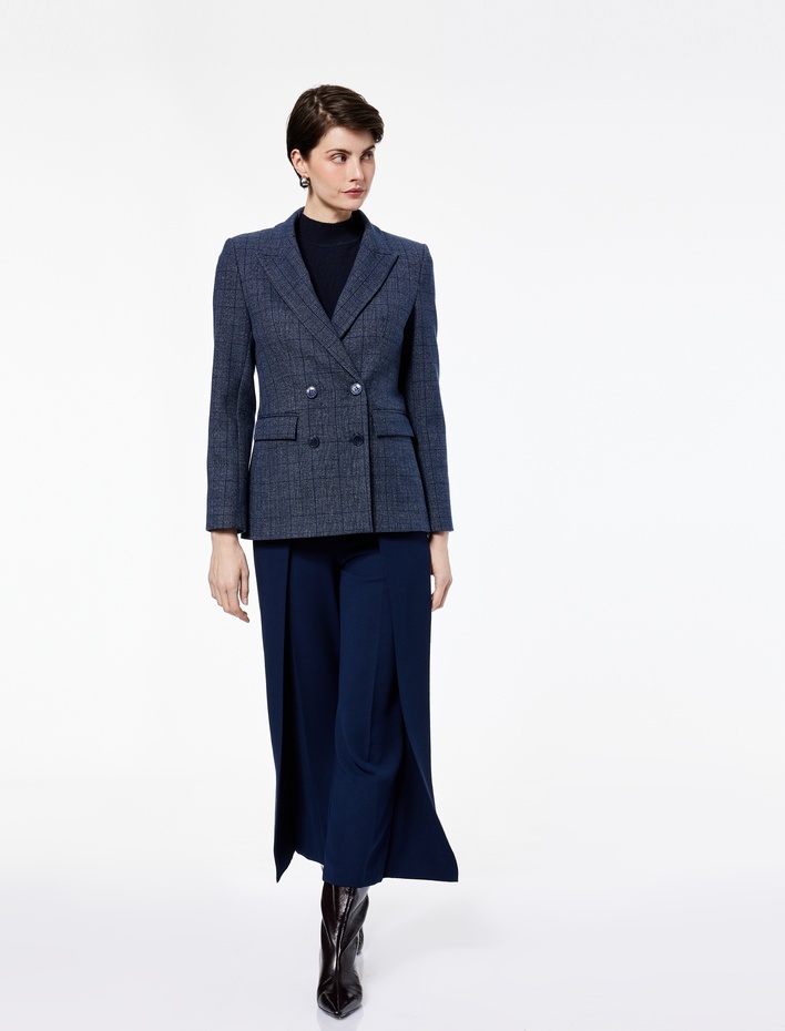  Kemer Detaylı Bilek Boy Geniş Paça Krep Palazzo Pantolon