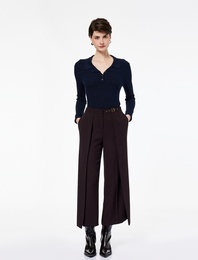 Kemer Detaylı Bilek Boy Geniş Paça Krep Palazzo Pantolon