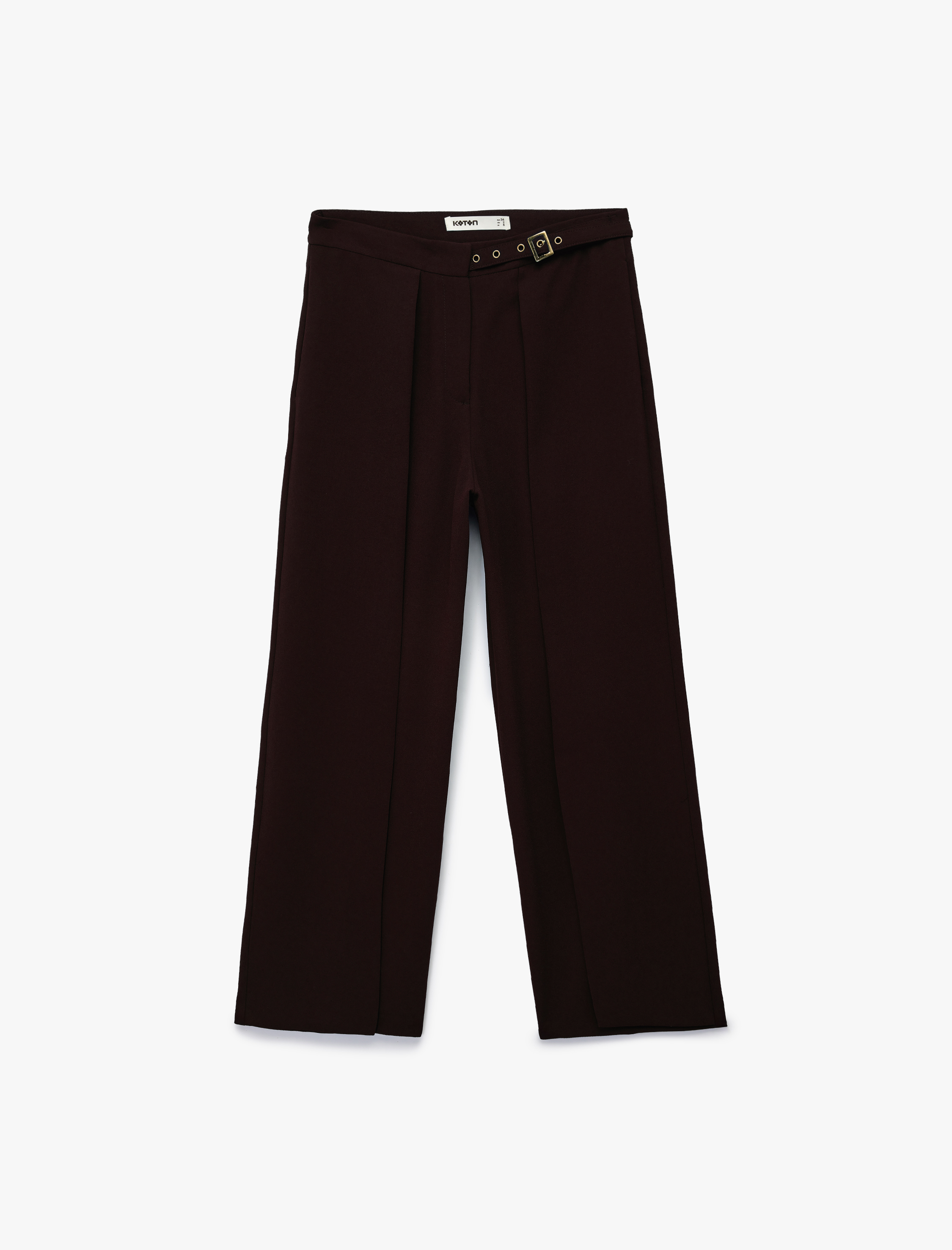   Kemer Detaylı Bilek Boy Geniş Paça Krep Palazzo Pantolon