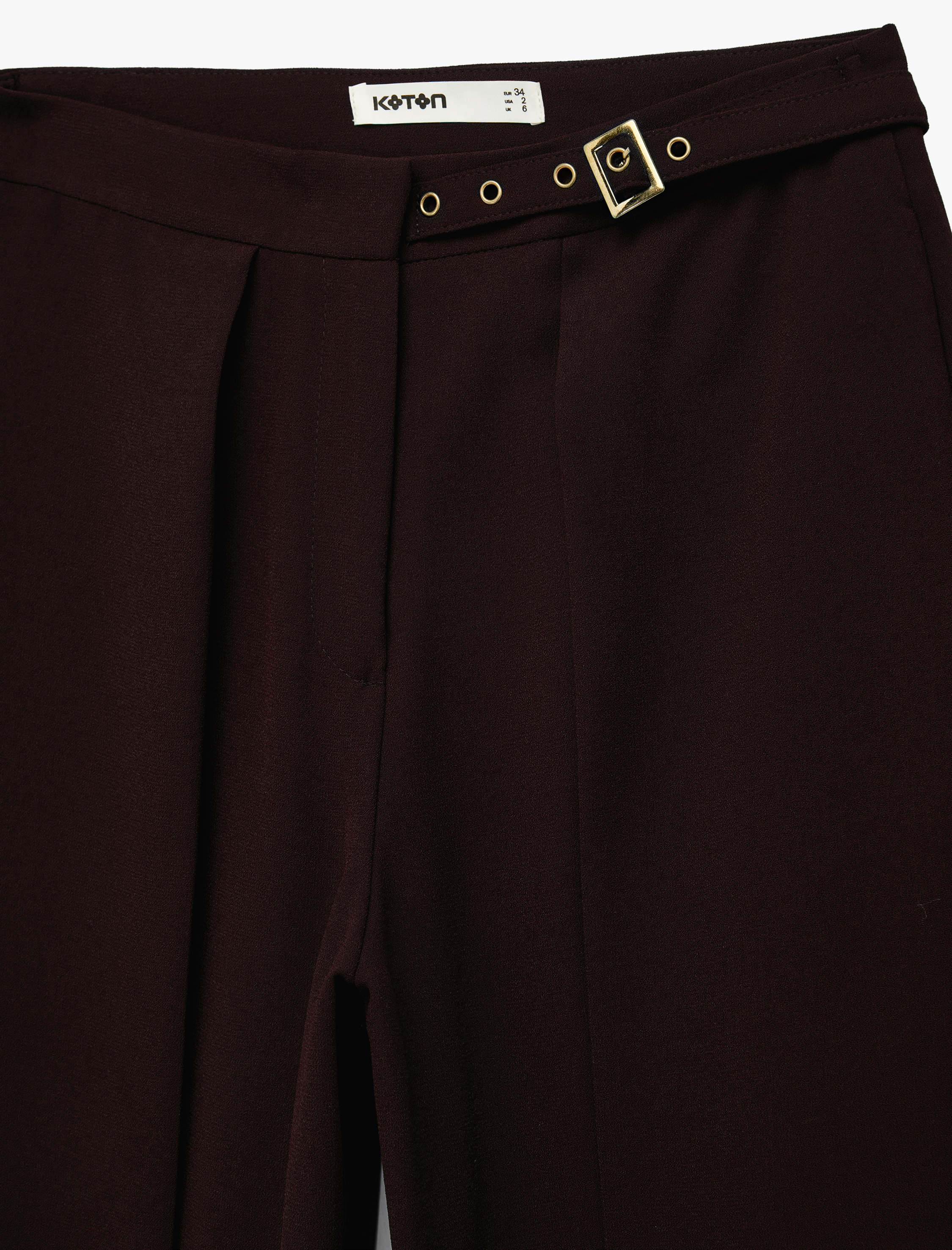   Kemer Detaylı Bilek Boy Geniş Paça Krep Palazzo Pantolon