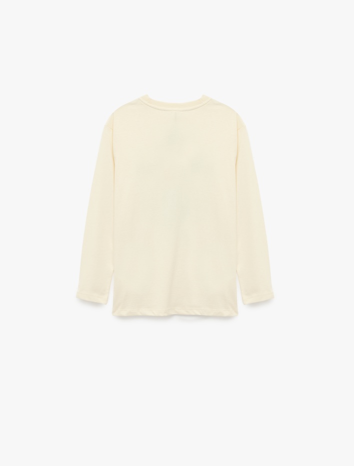 Erkek Çocuk Bisiklet Yaka Pamuklu Baskılı Uzun Kollu Tişört