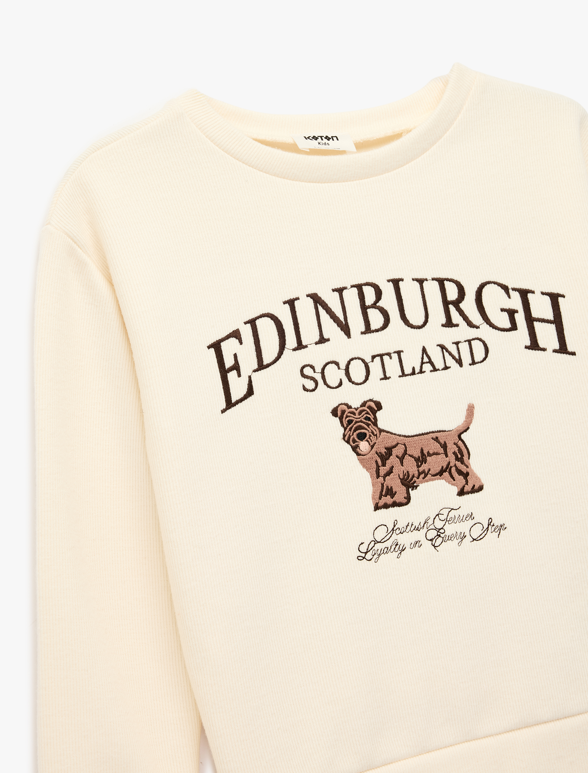  Kız Çocuk Nakış Detaylı Uzun Kollu Bisiklet Yaka Oversize Sweatshirt