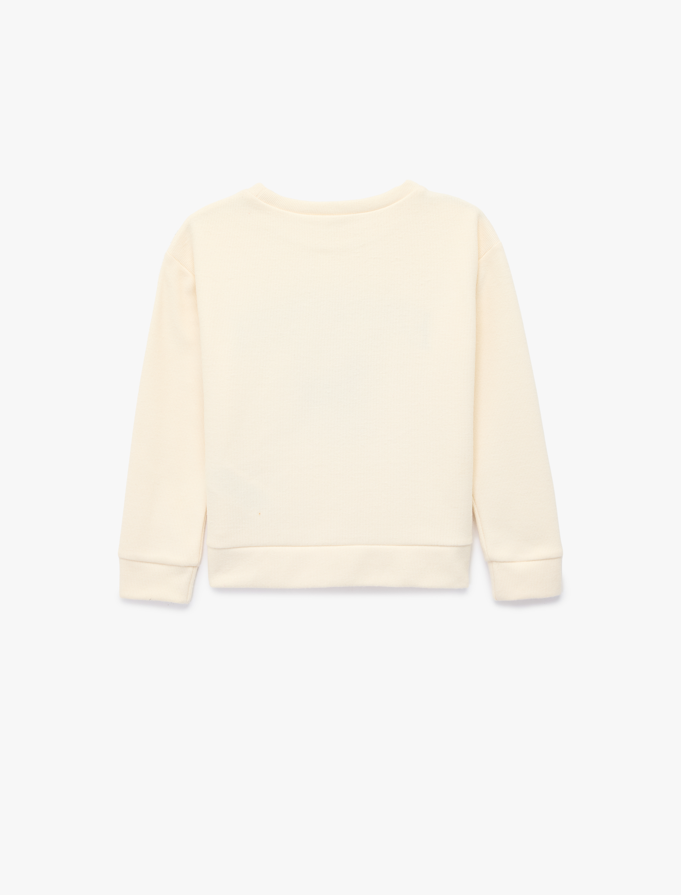  Kız Çocuk Nakış Detaylı Uzun Kollu Bisiklet Yaka Oversize Sweatshirt