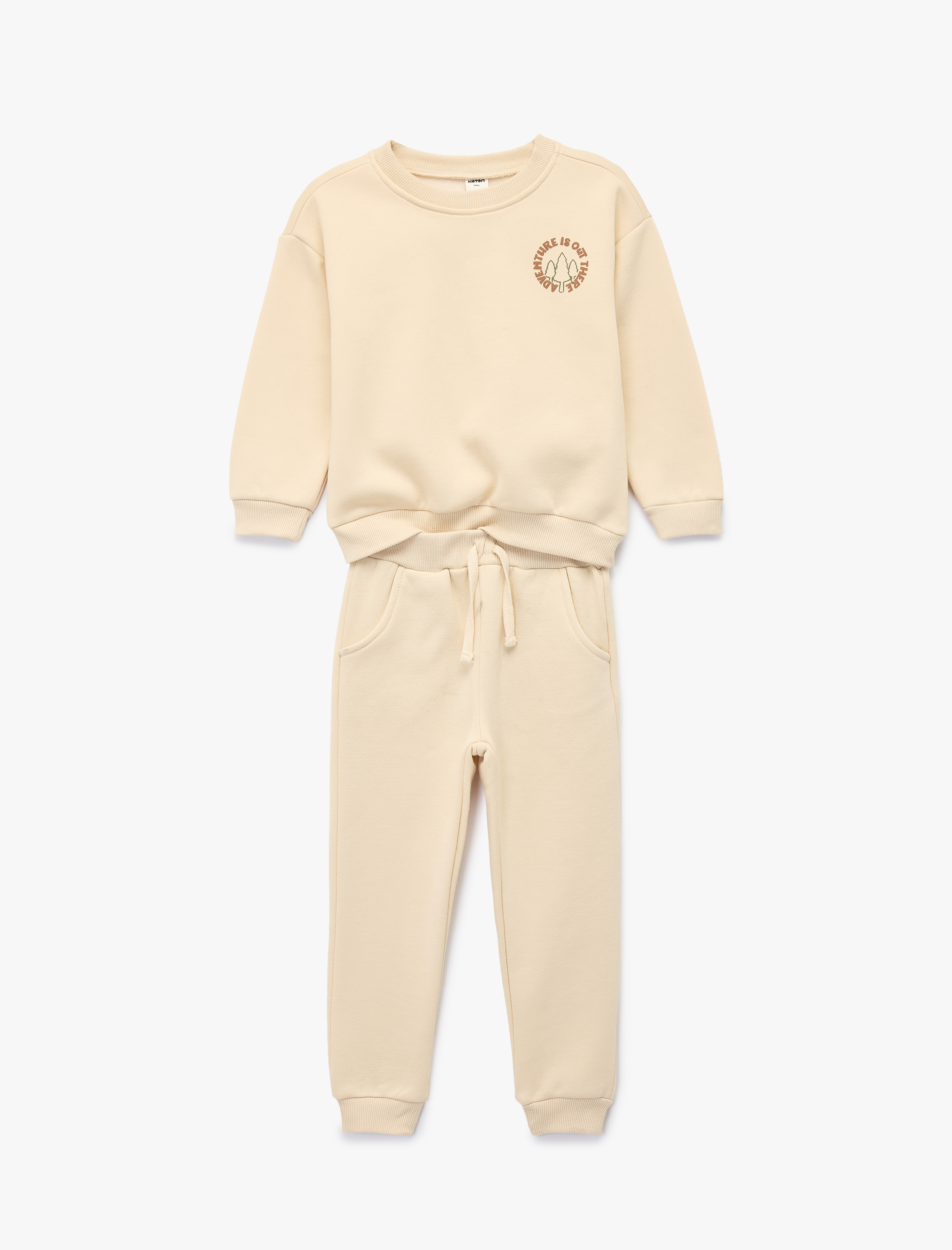  Erkek Bebek Baskılı Uzun Kollu Bisiklet Yaka Eşofman Takımı