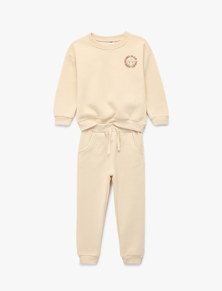 Erkek Bebek Baskılı Uzun Kollu Bisiklet Yaka Eşofman Takımı