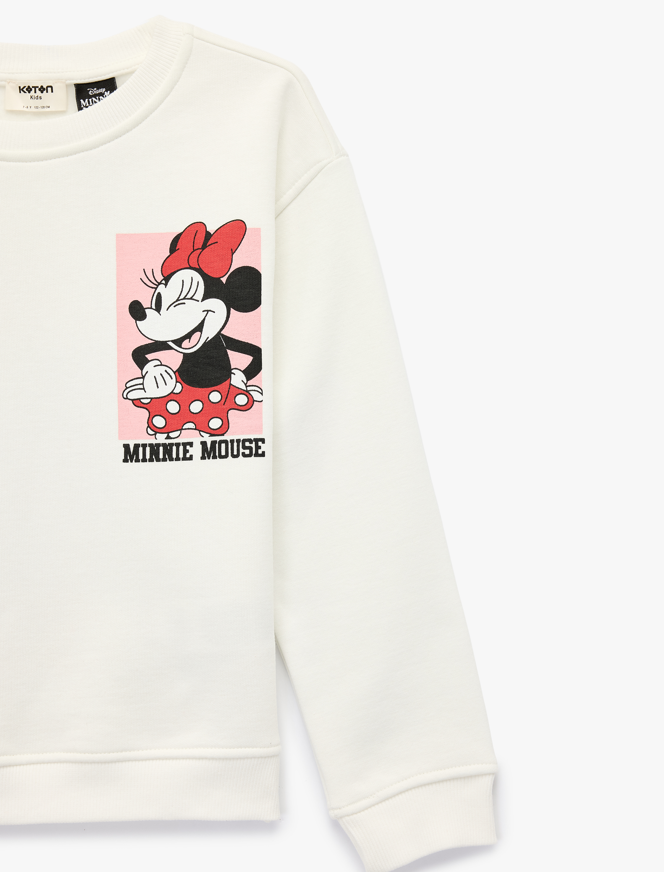  Kız Çocuk Minnie Mouse Baskılı Uzun Kollu Bisiklet Yaka Lisanslı Şardonlu Sweatshirt