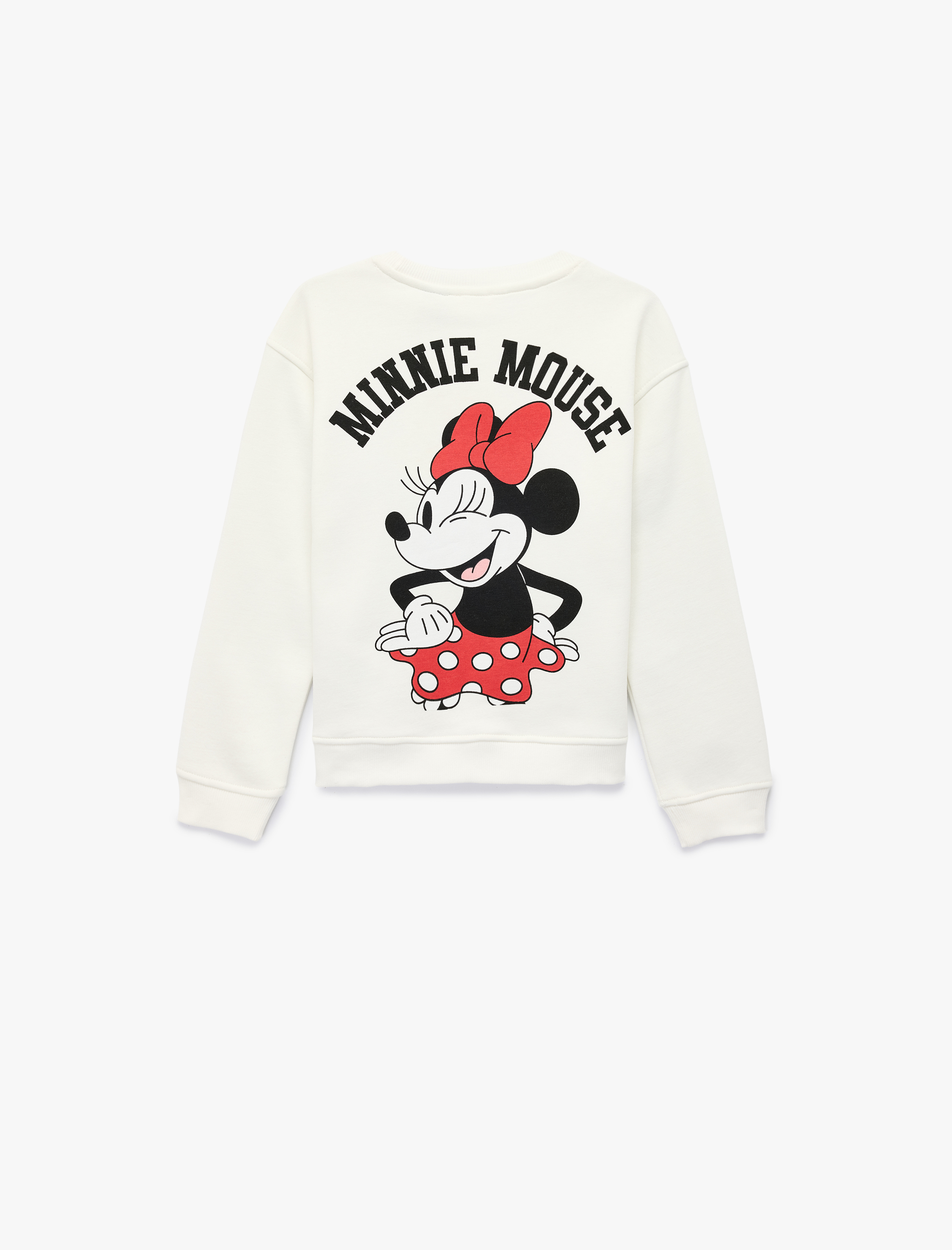  Kız Çocuk Minnie Mouse Baskılı Uzun Kollu Bisiklet Yaka Lisanslı Şardonlu Sweatshirt