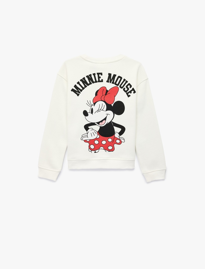 Kız Çocuk Minnie Mouse Baskılı Uzun Kollu Bisiklet Yaka Lisanslı Sweatshirt