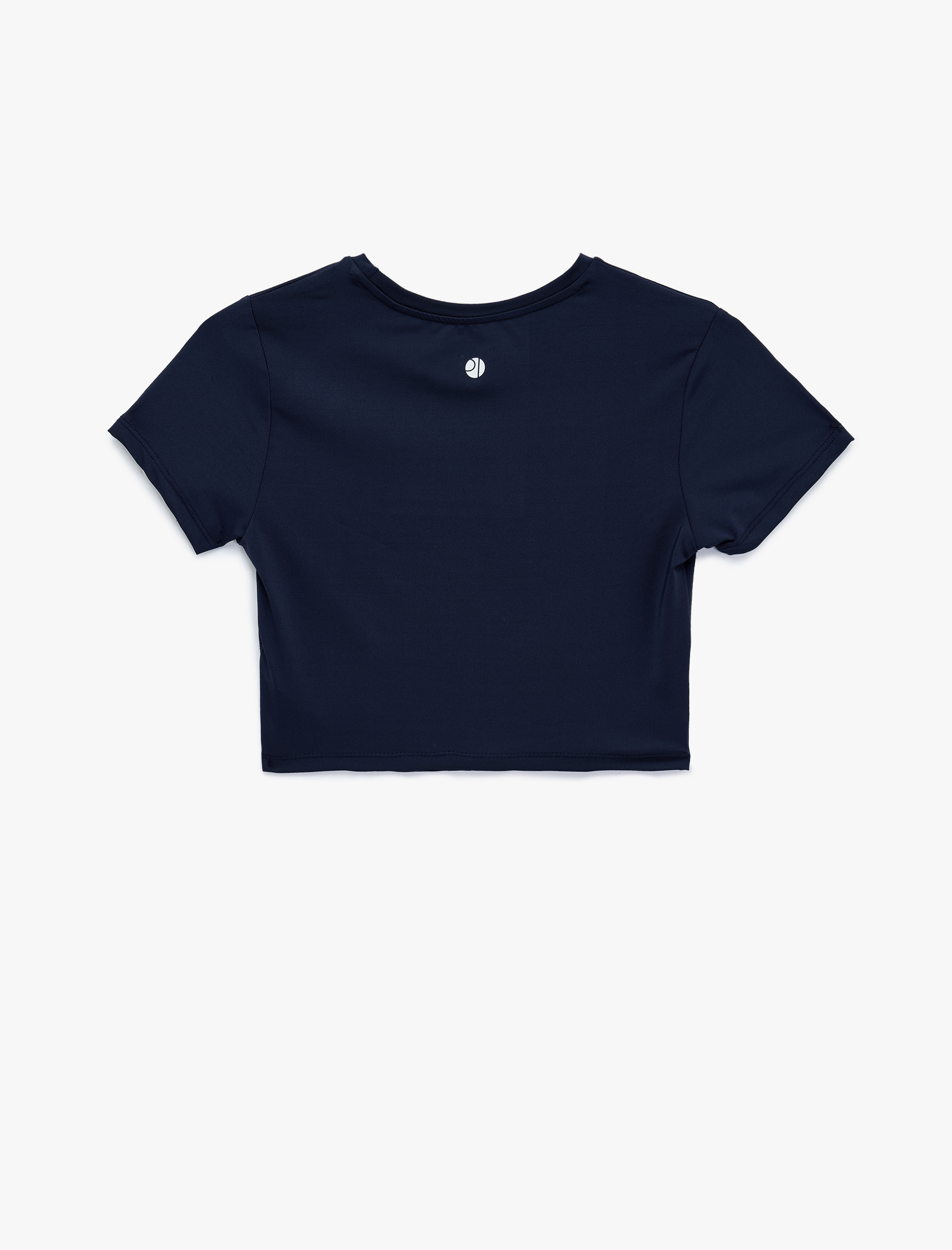   Slim Fit Kısa Kollu Bisiklet Yaka Baskılı Crop Spor Tişört