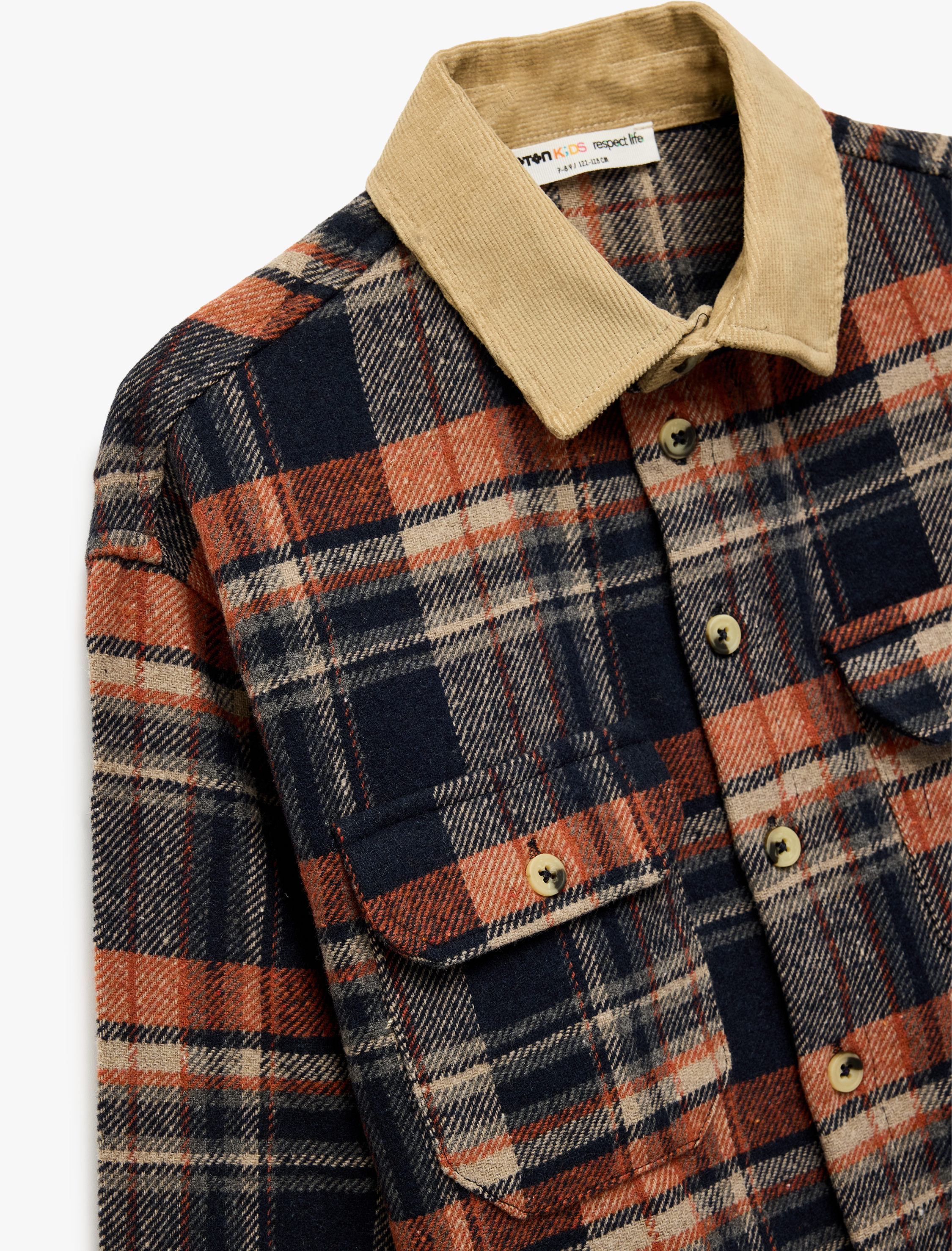  Erkek Çocuk Uzun Kollu Cep Detaylı Ekoseli Oduncu Gömlek