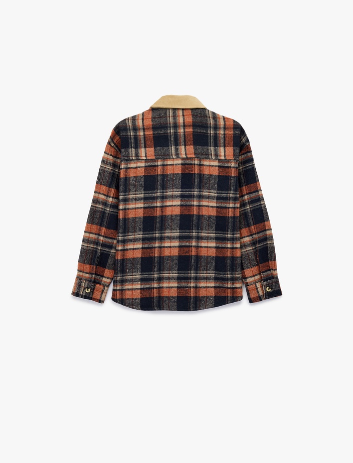 Erkek Çocuk Uzun Kollu Cep Detaylı Ekoseli Oduncu Gömlek